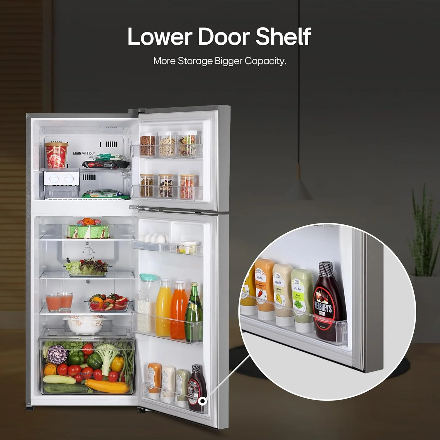 LG 242 L, 2 Star, Smart Inverter Compressor, Multi Air Flow, Frost-Free Double Door Refrigerator (GL-N292DPZY, Shiny Steel, Smart Connect &amp; Moist ‘N’ Fresh) - Image 8