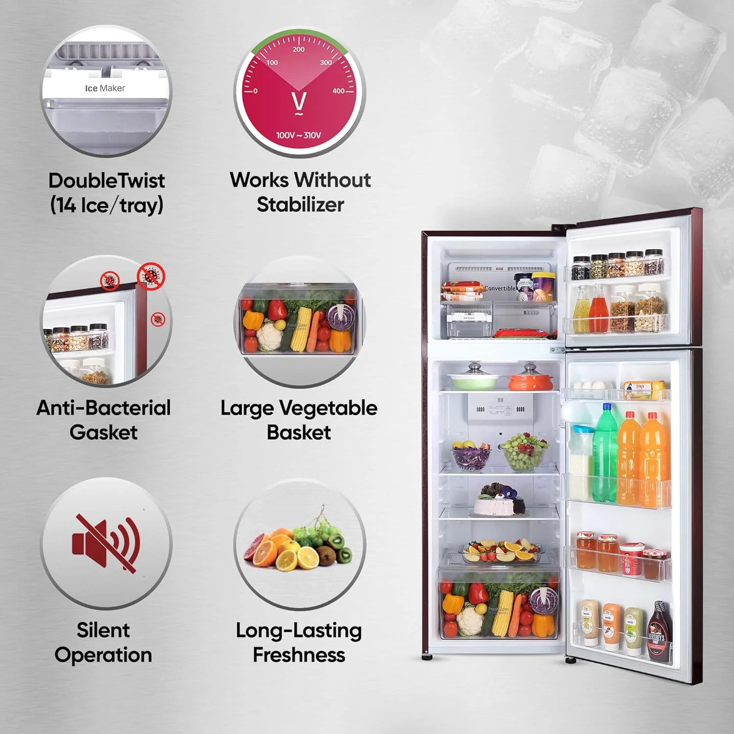 LG 242 L 2 Star Smart Inverter Frost-Free Double Door Refrigerator Appliance (2023 Model, GL-N292BSEY, Scarlet Euphoria, Smart Connect) - Image 14