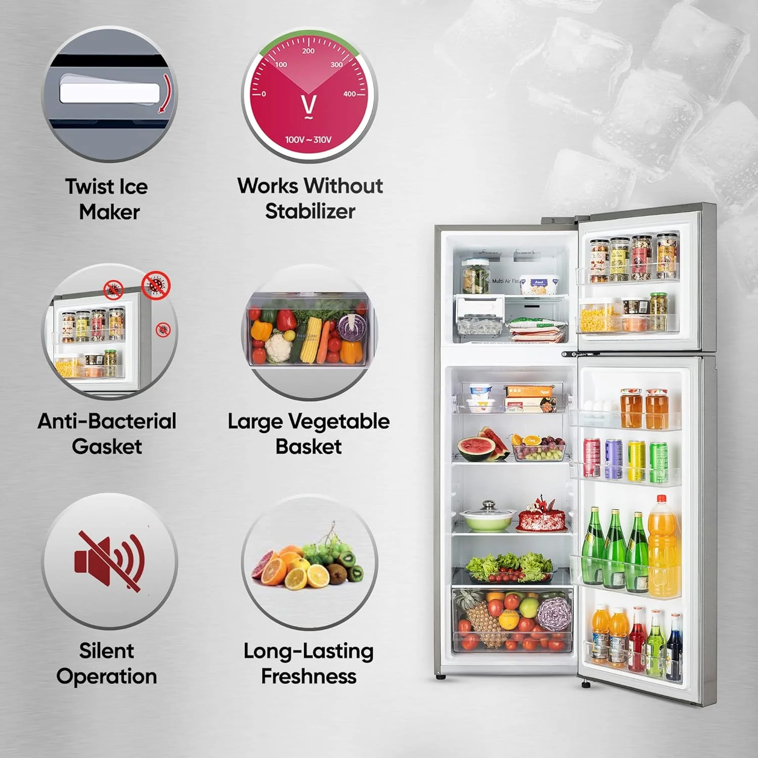 LG 246 L 3 Star Smart Inverter Frost-Free Double Door Refrigerator Appliance (GL-S262SDSX, Dazzle Steel, Convertible) - Image 12