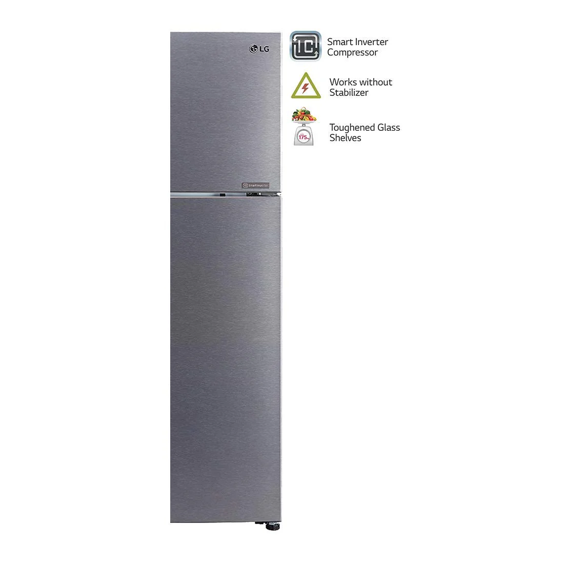 LG 260 L 2 Star Frost Free Inverter Double Door Refrigerator (GL-N292RDSY, Grey, Dazzle Steel) - Image 5
