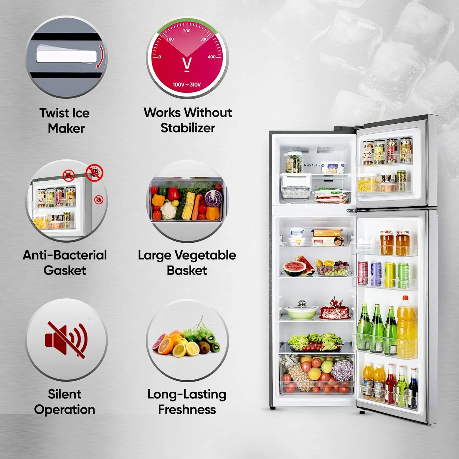 LG 272 L 2 Frost-Free Smart Inverter Compressor Double Door Refrigerator Appliance (GL-N312SDSY, Dazzle Steel, Express Freeze & Multi Air Flow Cooling, 2023 Model) - Image 12