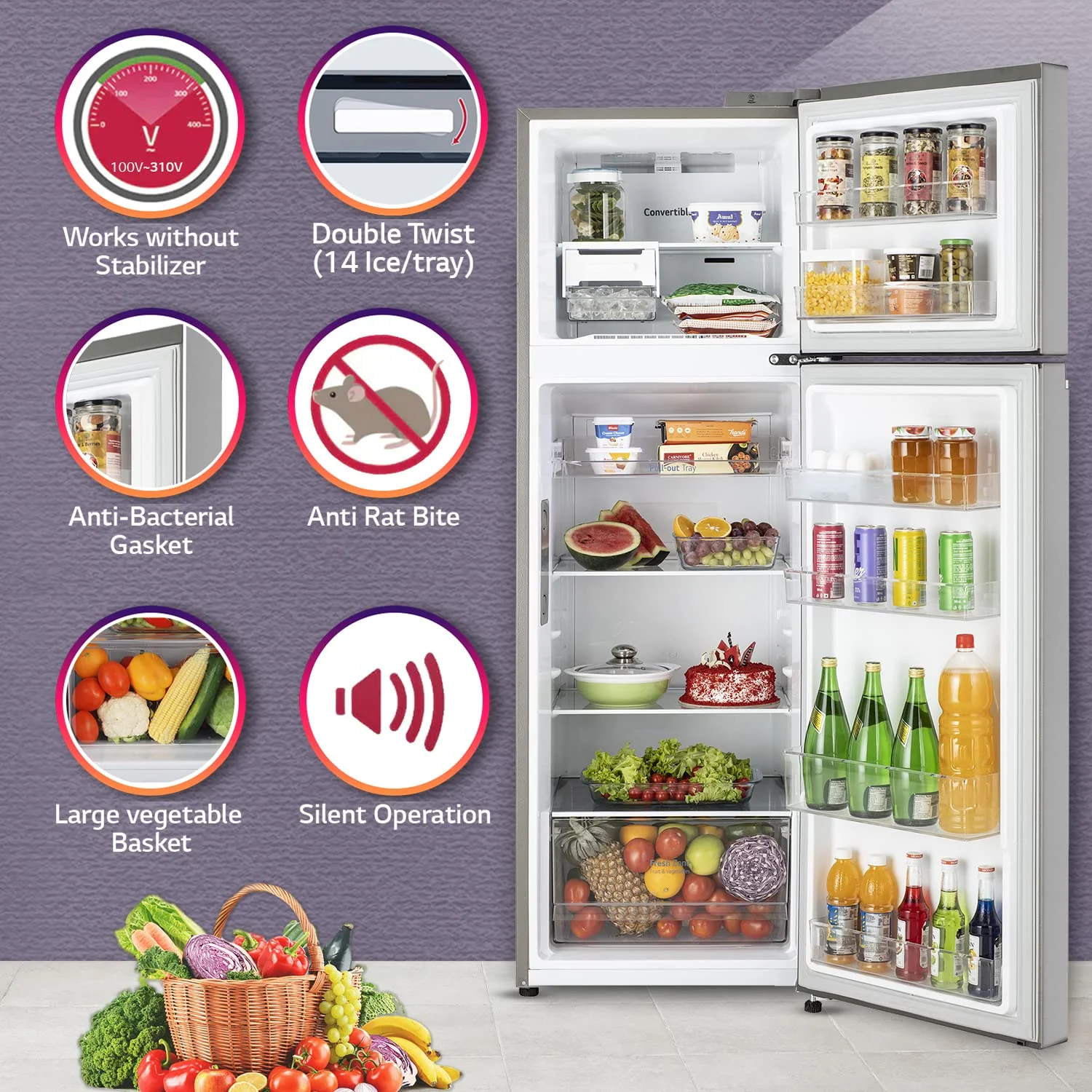 LG 272 L 3 Star Frost-Free Smart Inverter Wi-Fi Double Door Refrigerator Appliance (GL-T312TPZX, Shiny Steel, Convertible &amp; Door Cooling+, Gross Volume – 289 Ltr.) - Image 16