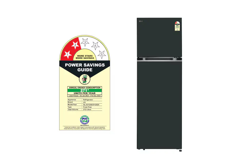 LG 272 L Frost Free Double Door 2 Star Convertible Refrigerator with Smart Inverter Compressor and Multi Air Flow  (Emerald Green, GL-S312SEGY) - Image 7