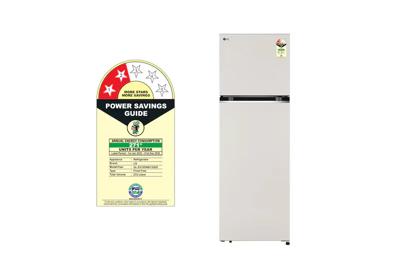 LG 272L Double Door Refrigerator, Convertible, Smart Diagnosis™, Natural Beige Finish, 2 Star  GL-S312SNBY - Image 7