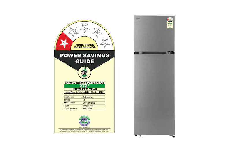 LG 276L 1 Star Double Door Refrigerator, Smart Inverter Compressor, Multi Air Flow, Auto Smart Connect - Image 7