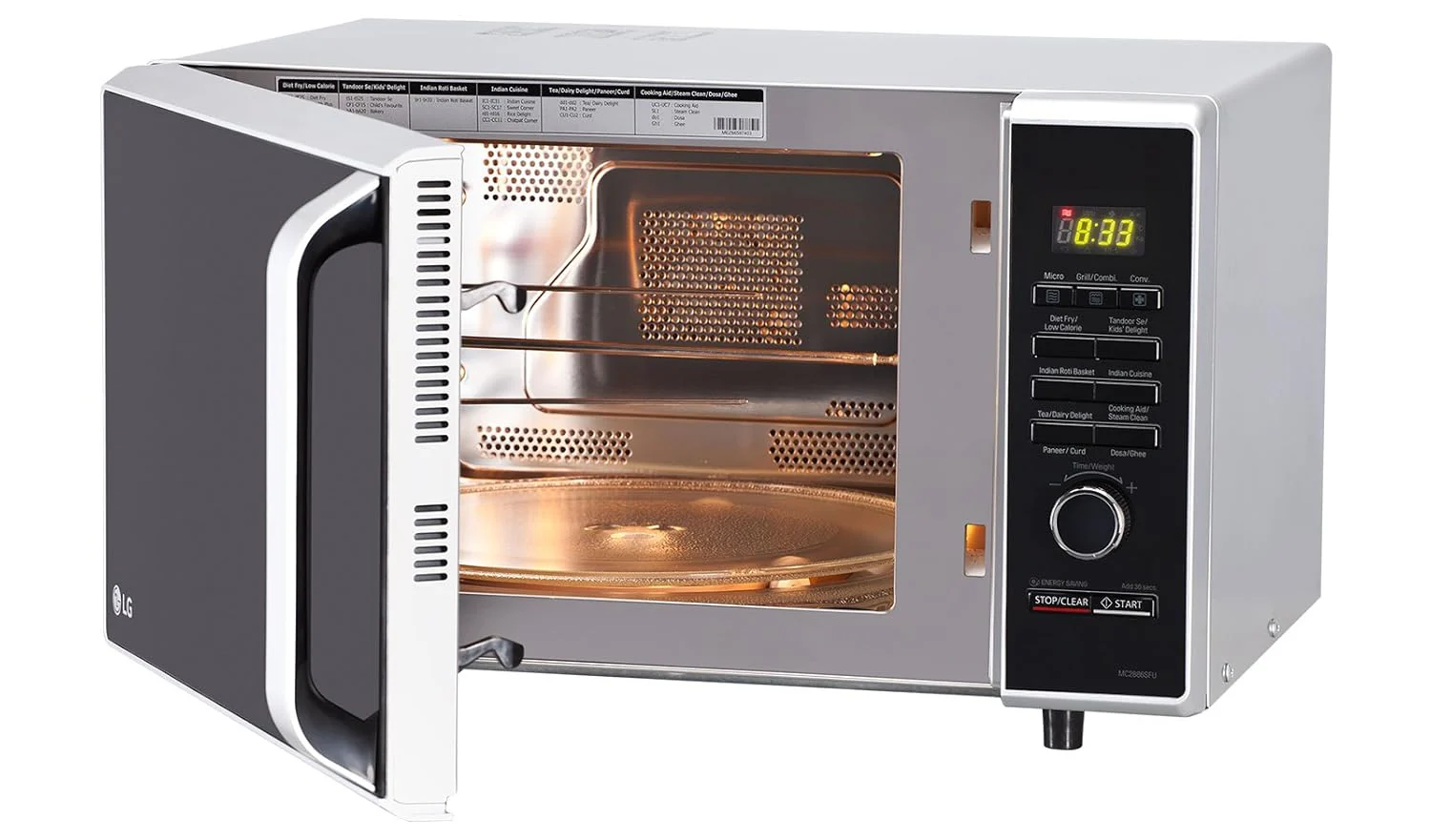 LG 28 L All-In-One Convection Microwave Oven with Motorised Rotisserie, Diet Fry™, 251 Auto Cook Menu, Silver MC2886SFU - Image 2