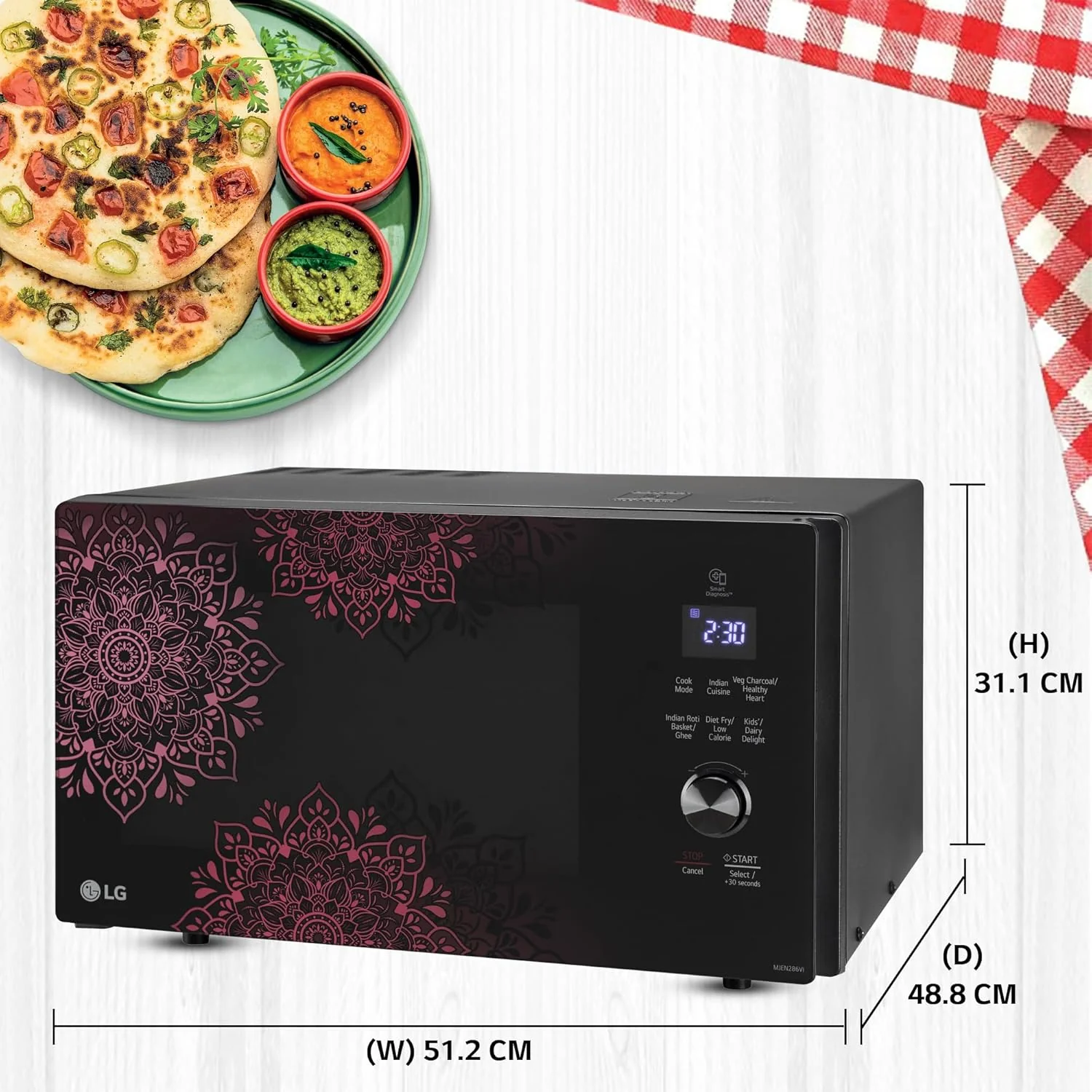 LG 28 L Charcoal Convection Healthy Microwave Oven (MJEN286VI, Black, Healthy Heart, Diet Fry, 360° Motorised Rotisserie &amp; 10 Yr. warranty) - Image 2