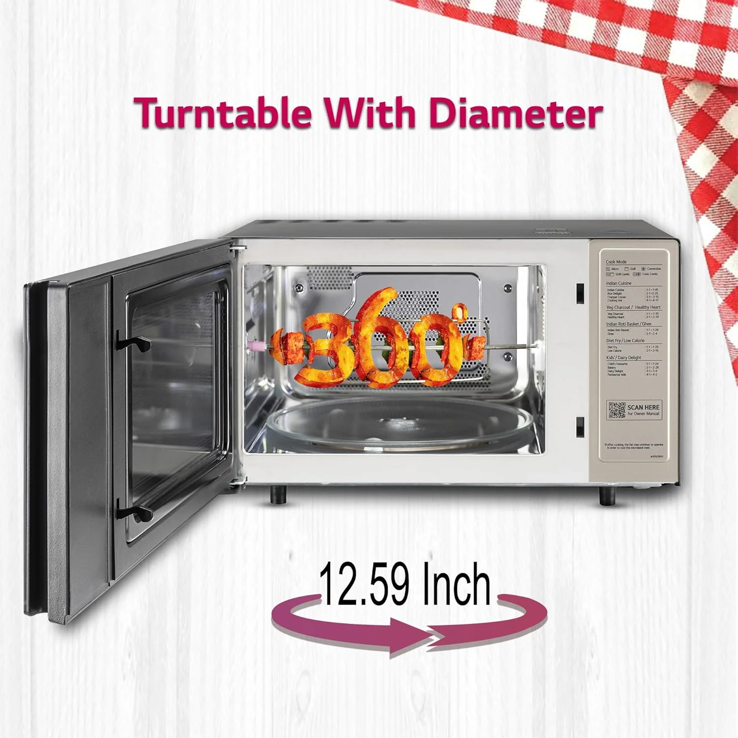 LG 28 L Charcoal Convection Healthy Microwave Oven (MJEN286VI, Black, Healthy Heart, Diet Fry, 360° Motorised Rotisserie &amp; 10 Yr. warranty) - Image 4