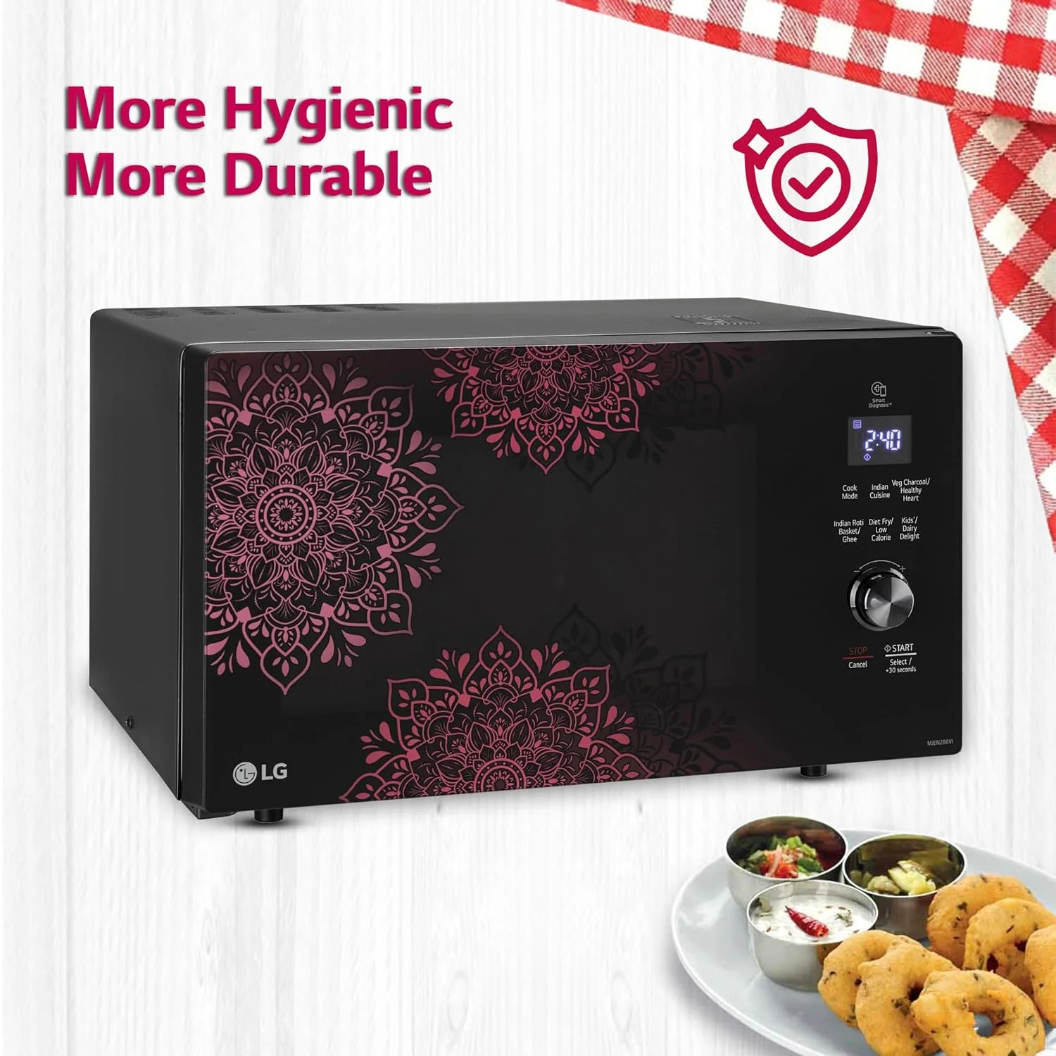 LG 28 L Charcoal Convection Healthy Microwave Oven (MJEN286VI, Black, Healthy Heart, Diet Fry, 360° Motorised Rotisserie &amp; 10 Yr. warranty) - Image 8