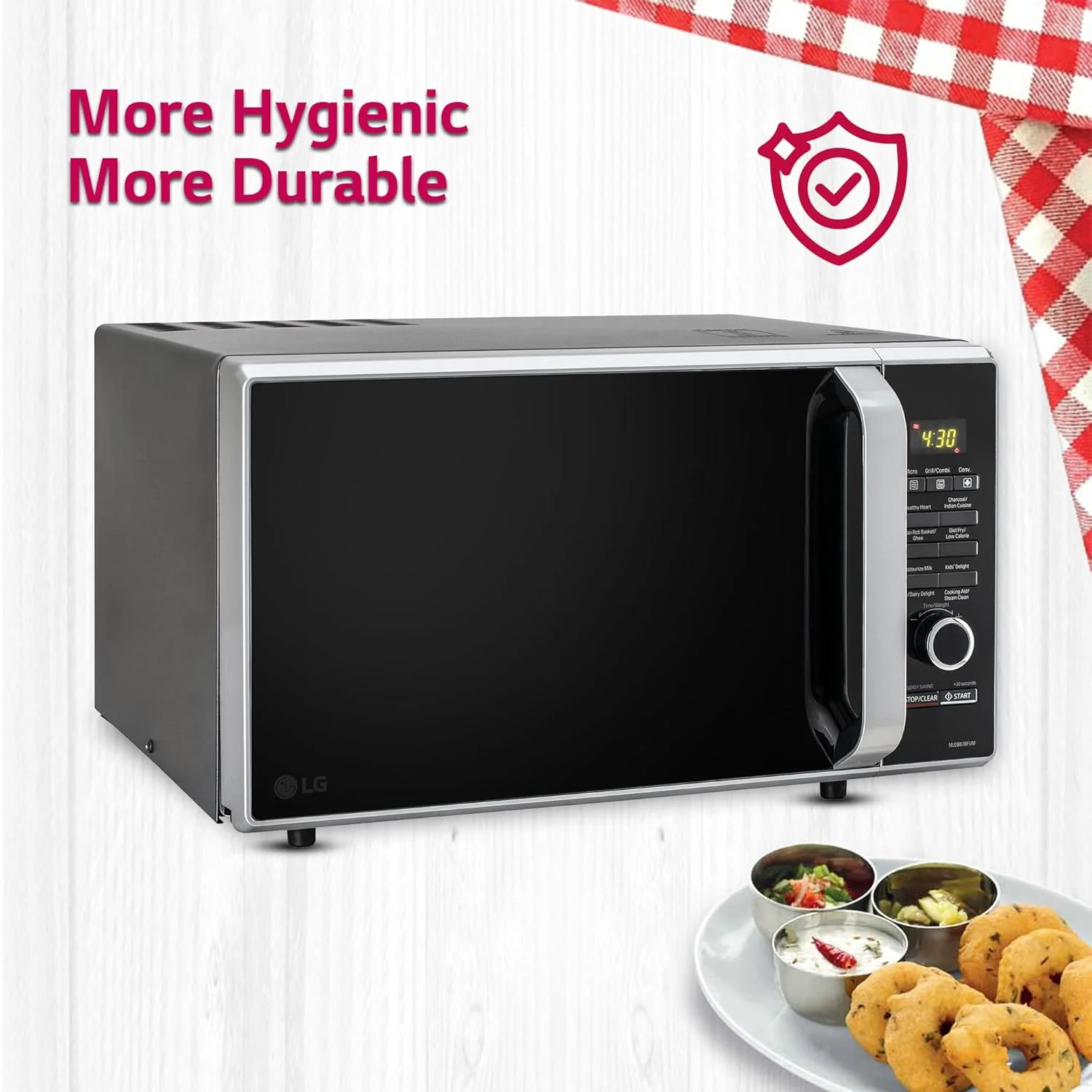 LG 28 L Charcoal Convection Microwave Oven (MJ2887BFUM, Black, with 360° Motorised Rotisserie &amp; Charcoal Lighting Heater with 10 years warranty) - Image 8