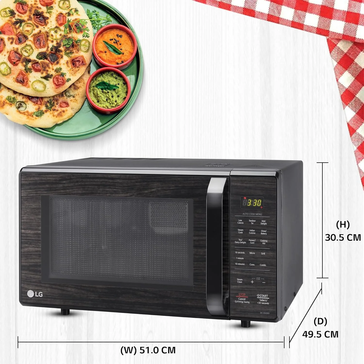 LG 28 L Convection Microwave Oven (MC2846BD, Black, Health Plus Menu | 251 Auto Cook Menu) - Image 13