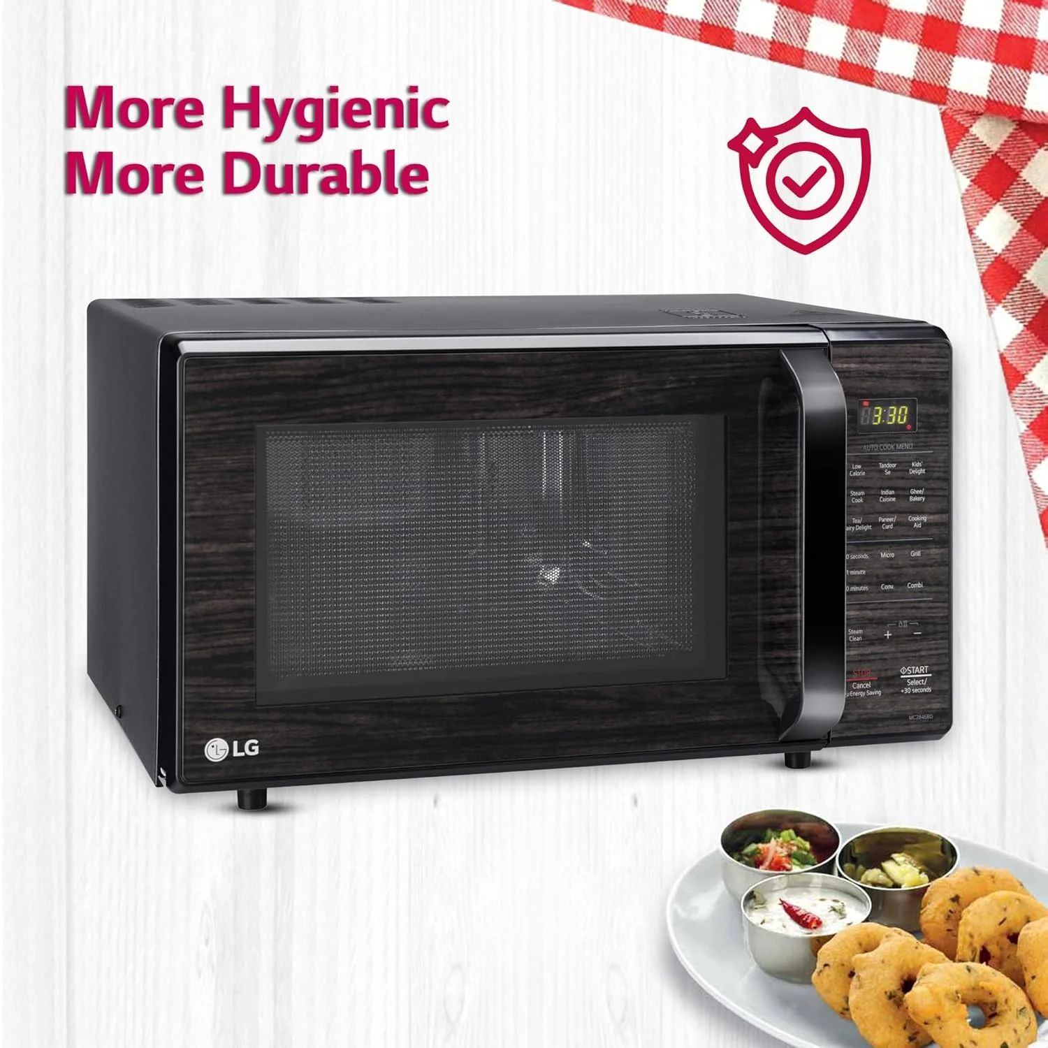 LG 28 L Convection Microwave Oven (MC2846BD, Black, Health Plus Menu | 251 Auto Cook Menu) - Image 3