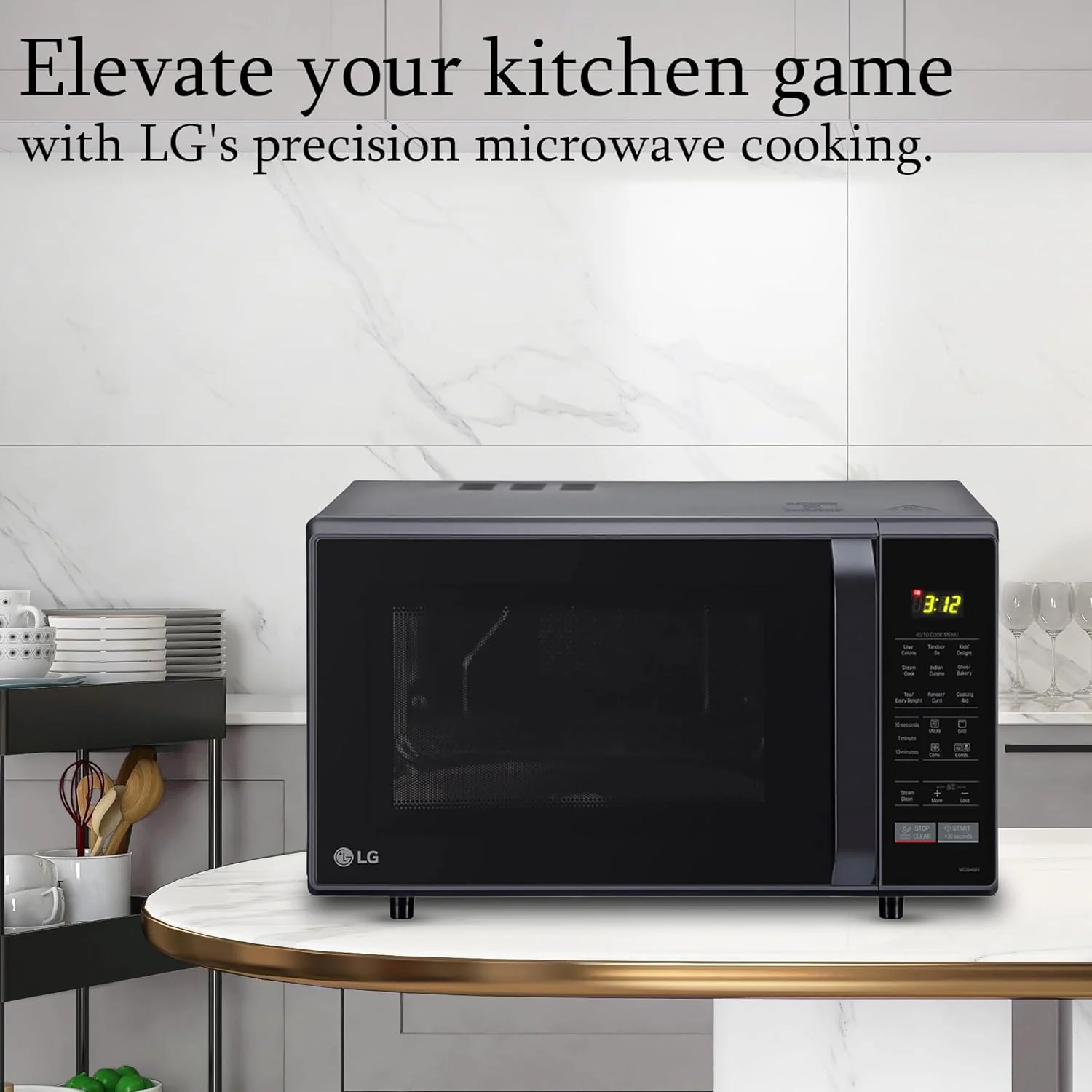 LG 28 L Convection Microwave Oven (MC2846BV, Black, Health Plus Menu, Indian Cuisine, Tandoor Se, Steam Clean &amp; Stainless Steel Cavity) - Image 2