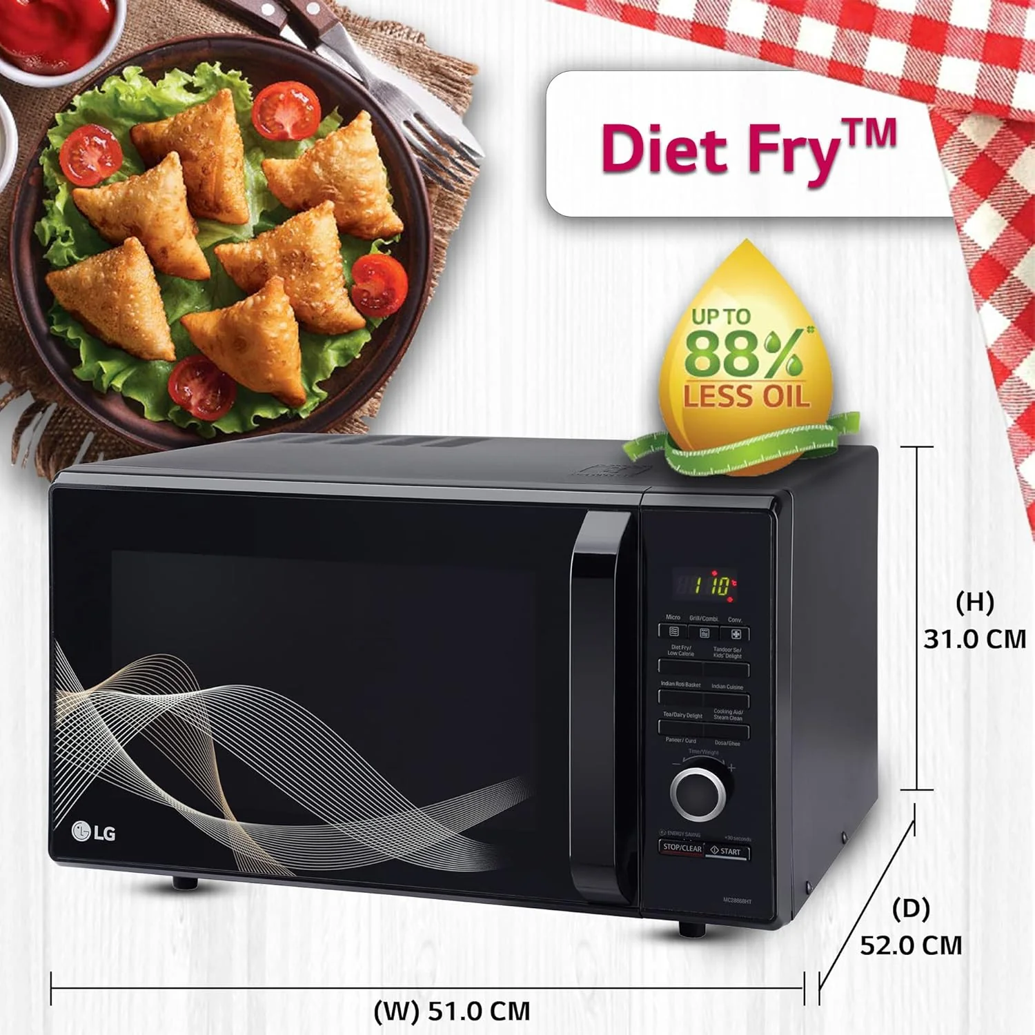 LG 28 L Convection Microwave Oven (MC2886BHT, Black, Diet Fry, Stainless Steel Cavity) - Image 13
