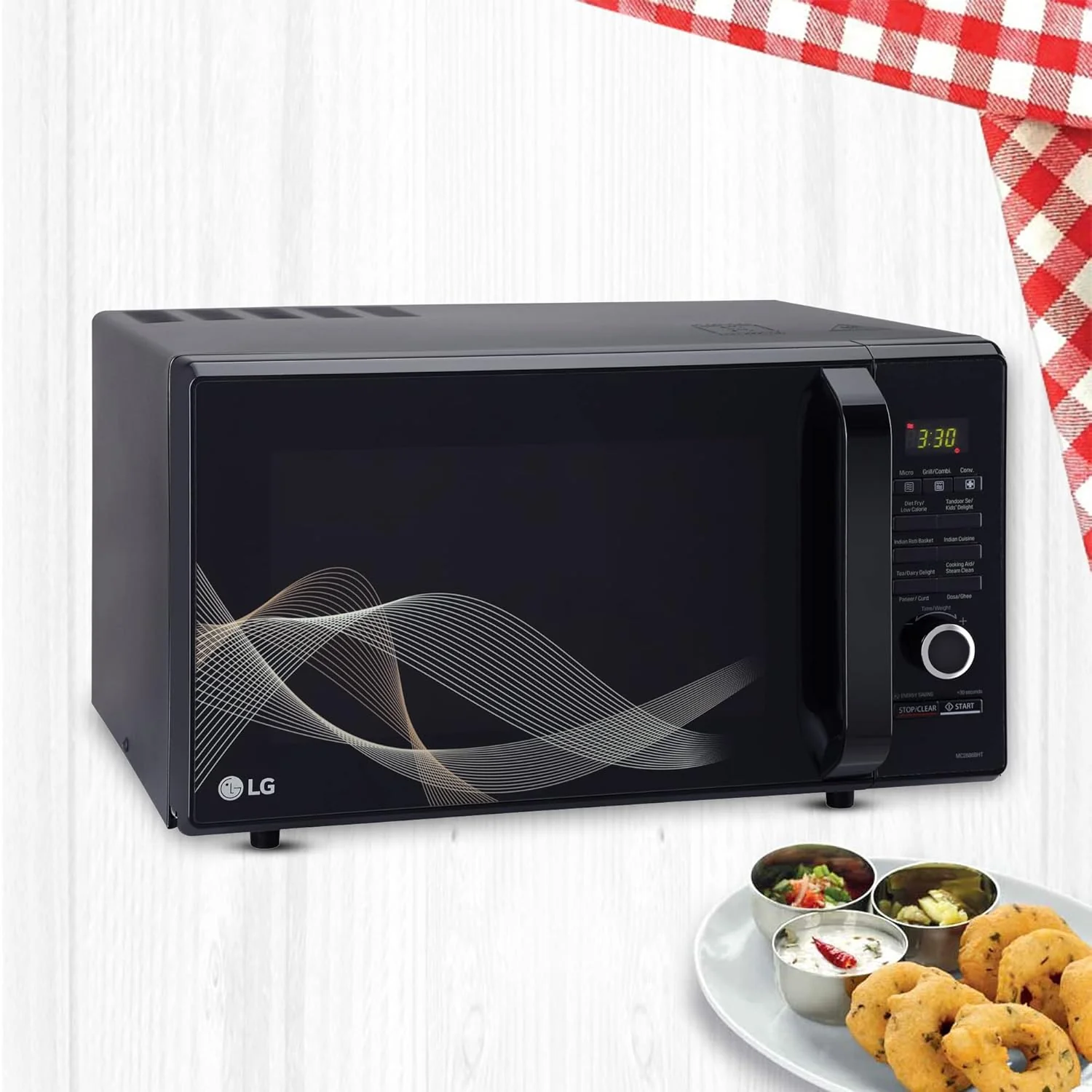 LG 28 L Convection Microwave Oven (MC2886BHT, Black, Diet Fry, Stainless Steel Cavity) - Image 3