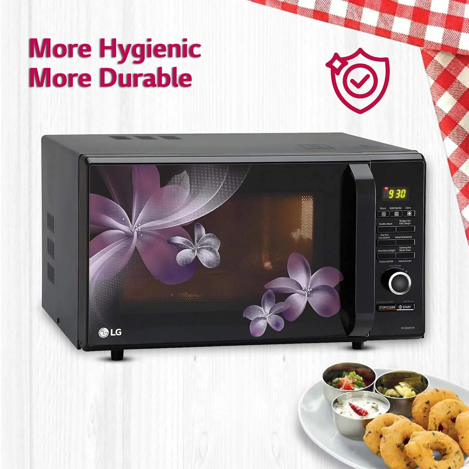 LG 28 L Convection Microwave Oven (MC2886BPUM, Floral Purple, Diet Fry) - Image 14