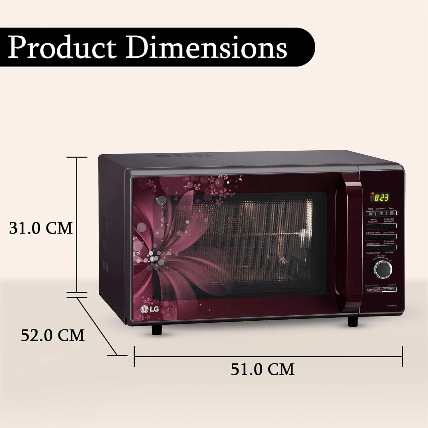LG 28 L Convection Microwave Oven (MC2886BRUM, Black, 360° Motorised Rotisserie for Bar-be-queing, Diet Fry, Ghee in 12Mins, 251 Auto Cook Menu, Stainless steel cavity &amp; Health Plus Menu) - Image 3