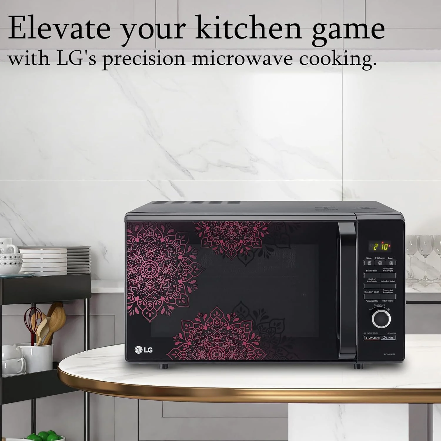LG 28 L Convection Microwave Oven (MC2887BIUM, Black, Heart Friendly Recipes, 360° Motorised Rotisserie) - Image 15