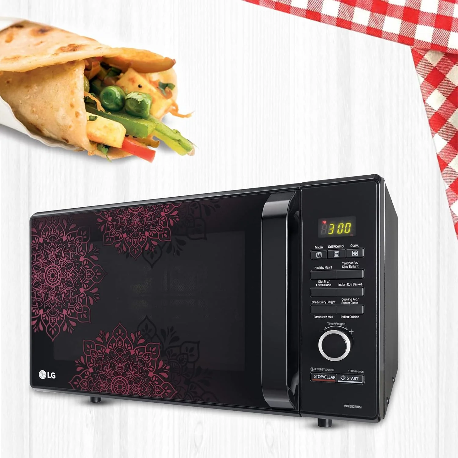 LG 28 L Convection Microwave Oven (MC2887BIUM, Black, Heart Friendly Recipes, 360° Motorised Rotisserie) - Image 19