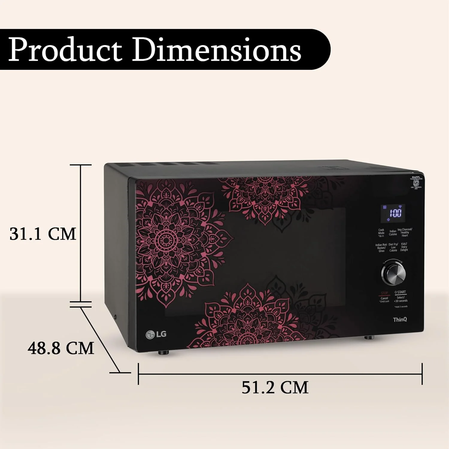 LG 28 L Scan to Cook Wi-Fi Enabled Charcoal Convection Microwave Oven (MJEN286VIW, Black, Stainless steel cavity, Heart Friendly Recipes, Ghee, Diet Fry &amp; 360° Motorised Rotisserie for Bar-be-queing) - Image 3