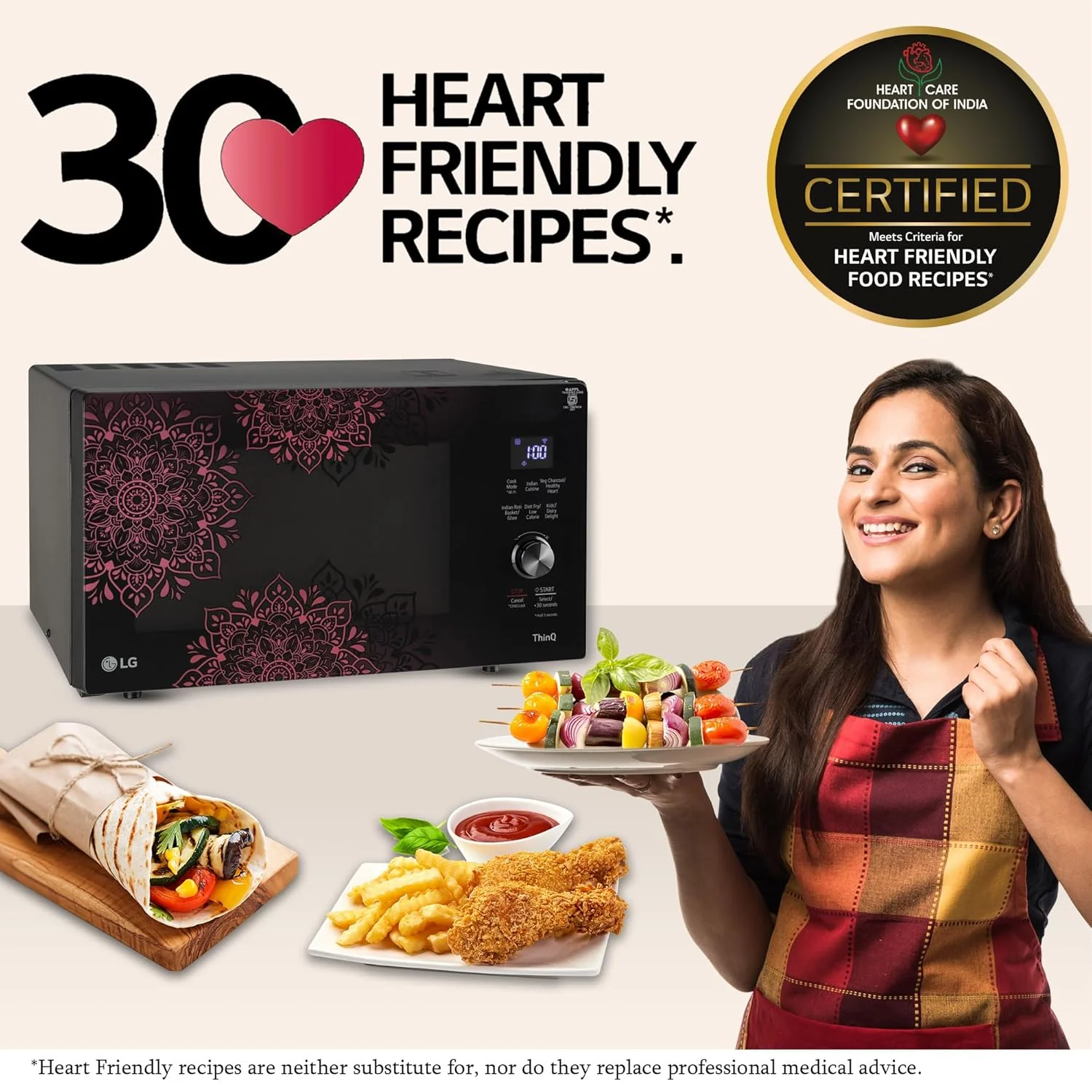 LG 28 L Scan to Cook Wi-Fi Enabled Charcoal Convection Microwave Oven (MJEN286VIW, Black, Stainless steel cavity, Heart Friendly Recipes, Ghee, Diet Fry &amp; 360° Motorised Rotisserie for Bar-be-queing) - Image 5