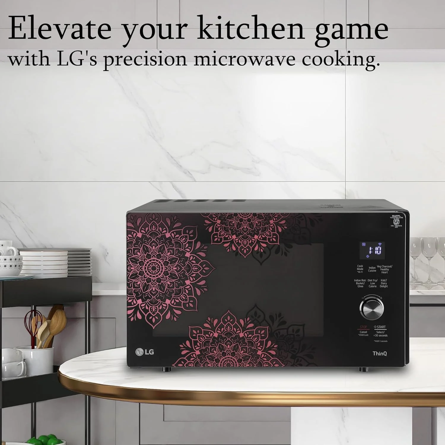 LG 28 L Scan to Cook Wi-Fi Enabled Charcoal Convection Microwave Oven (MJEN286VIW, Black, Stainless steel cavity, Heart Friendly Recipes, Ghee, Diet Fry &amp; 360° Motorised Rotisserie for Bar-be-queing) - Image 7