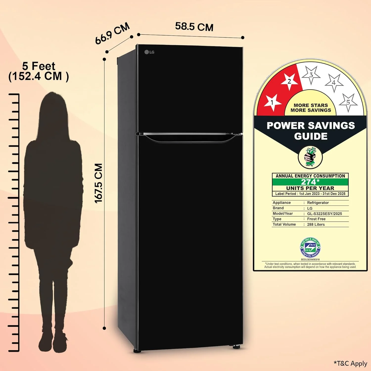 LG 288 L, 2 Star, Convertible, Smart Inverter Compressor, Frost Free Double Door Refrigerator (GL-S322SESY, Enony Sheen, Express Freeze, Auto Smart Connect & Multi Air Flow) - Image 14