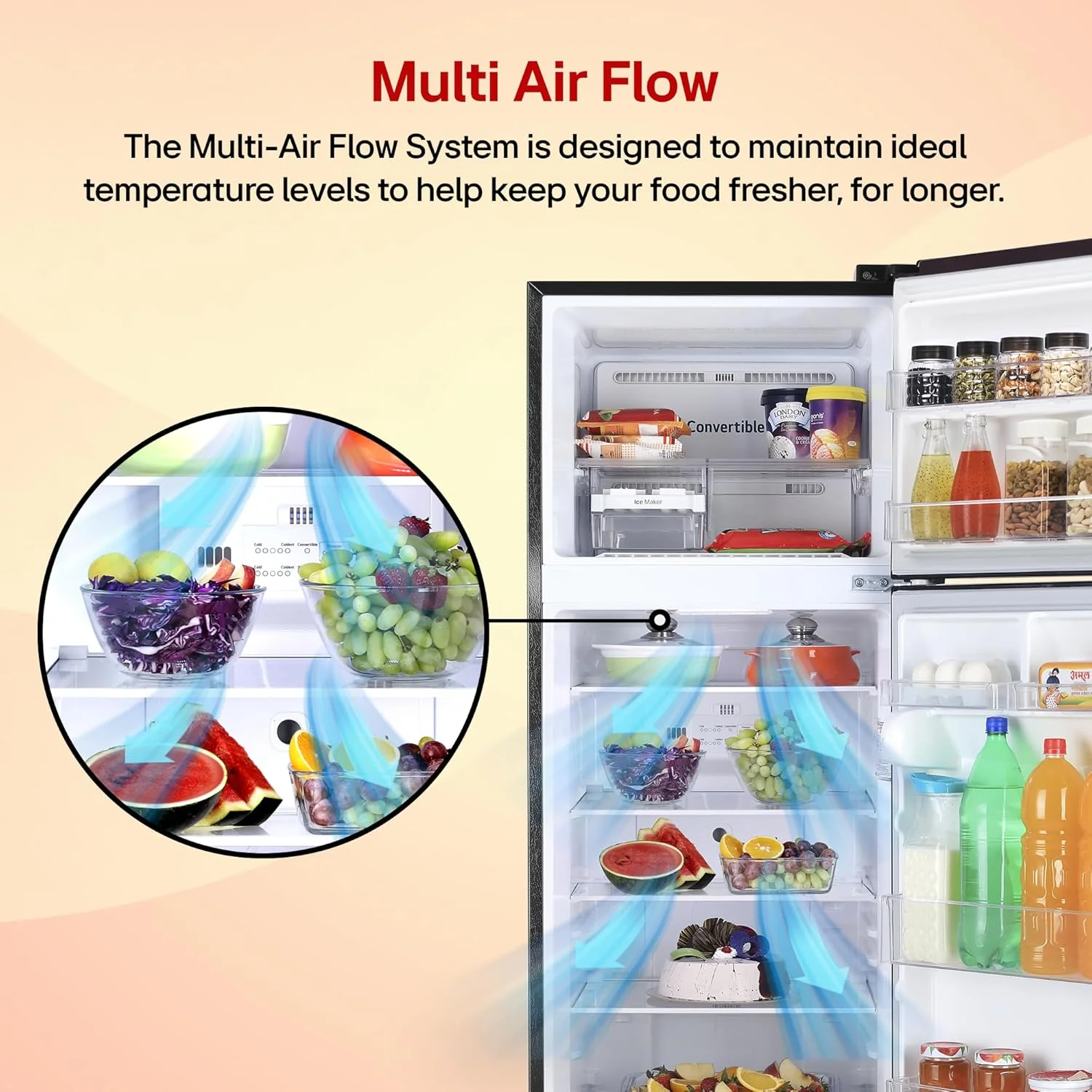 LG 288 L, 2 Star, Convertible, Smart Inverter Compressor, Frost Free Double Door Refrigerator (GL-S322SESY, Enony Sheen, Express Freeze, Auto Smart Connect & Multi Air Flow) - Image 8