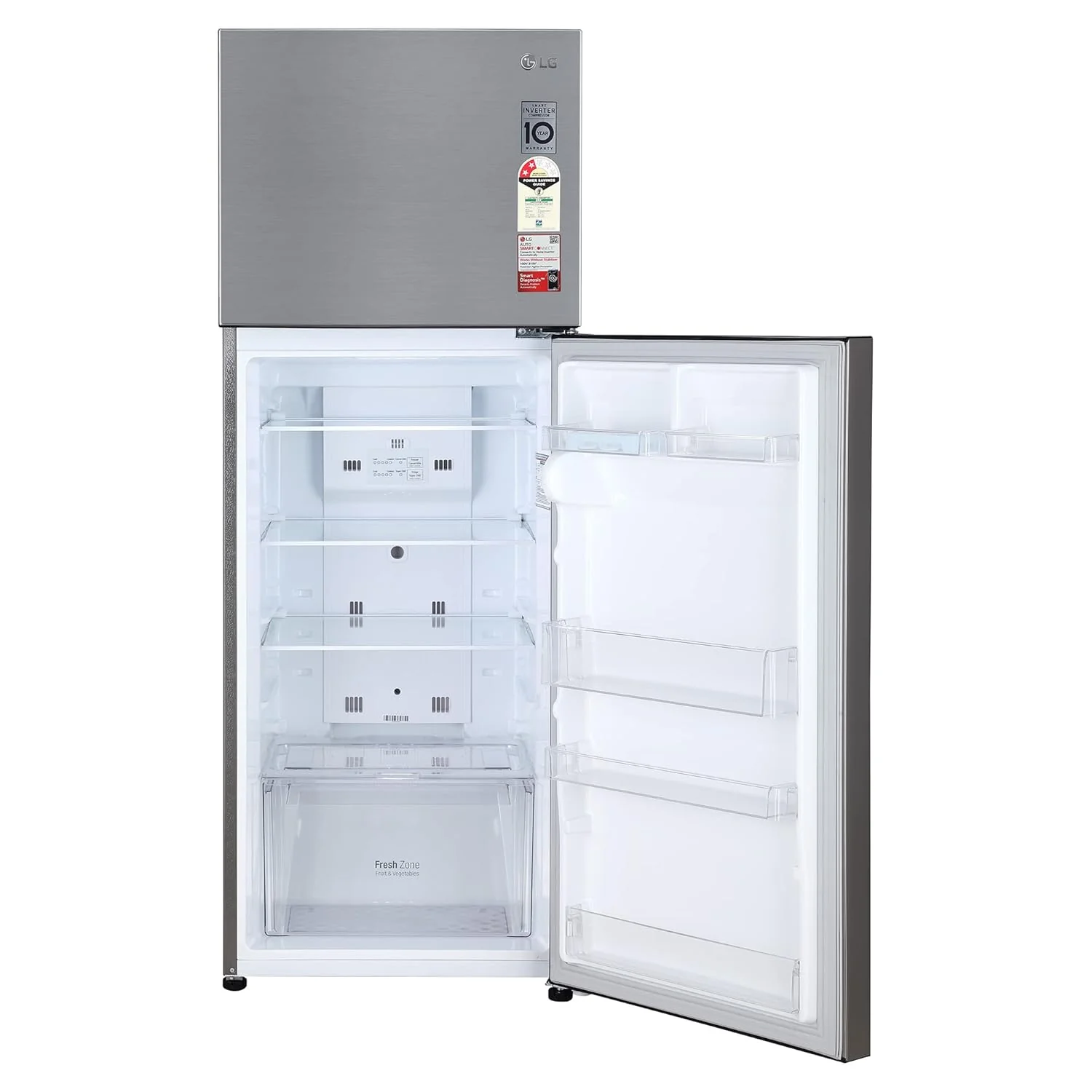 LG 288 L 2 Star Smart Inverter Frost-Free Double Door Refrigerator (GL-S322SPZY, Shiny Steel, Convertible &amp; Multi Airflow Cooling) - Image 6