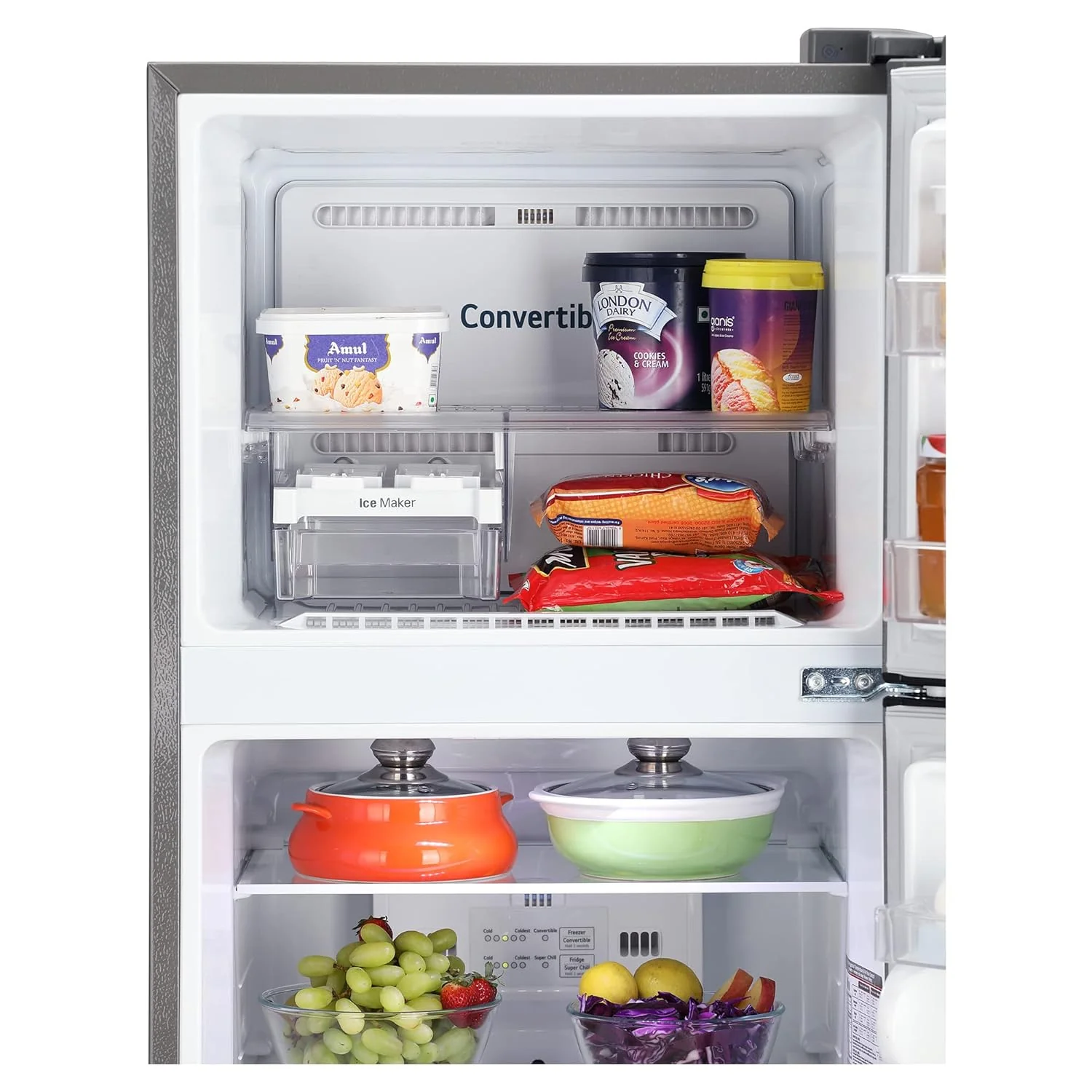 LG 288 L 2 Star Smart Inverter Frost-Free Double Door Refrigerator (GL-S322SPZY, Shiny Steel, Convertible &amp; Multi Airflow Cooling) - Image 7