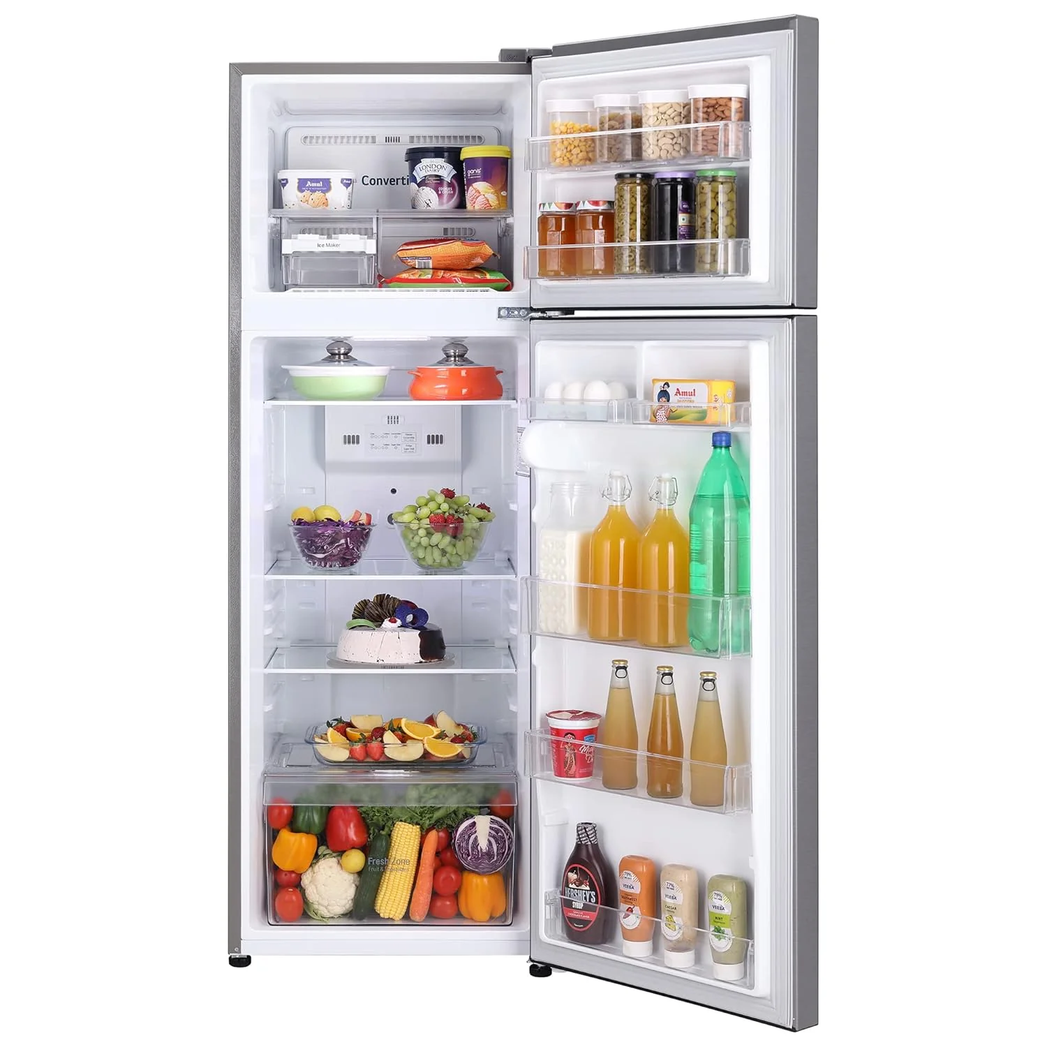 LG 288 L 2 Star Smart Inverter Frost-Free Double Door Refrigerator (GL-S322SPZY, Shiny Steel, Convertible &amp; Multi Airflow Cooling) - Image 8