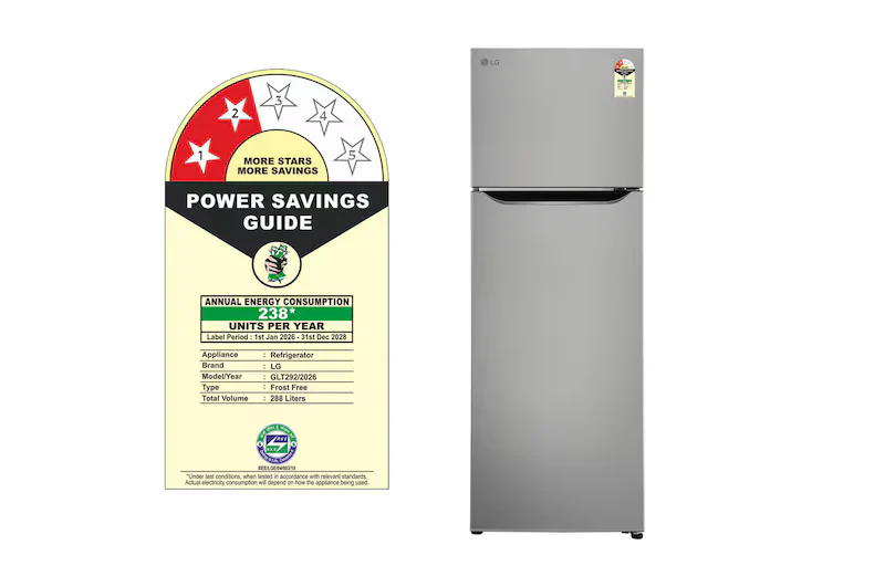 LG 288L 2 Star Double Door Refrigerator (GLT2926PDPZ), Convertible, Smart Inverter Compressor, Shiny Steel - Image 6