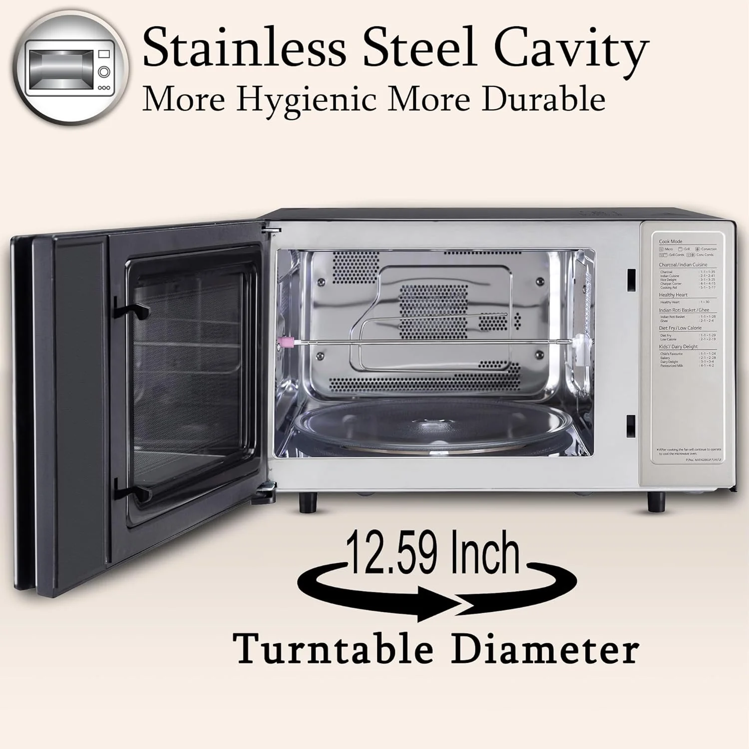 LG 28L Charcoal Convection Microwave Oven (MJEN286UI, Black, Healthy Heart Recipes, Diet Fry, Paneer, Curd, Ghee, 360° Motorised Rotisserie for Bar-be-queing &amp; 10 Years of warranty on Charcoal Heater) - Image 14