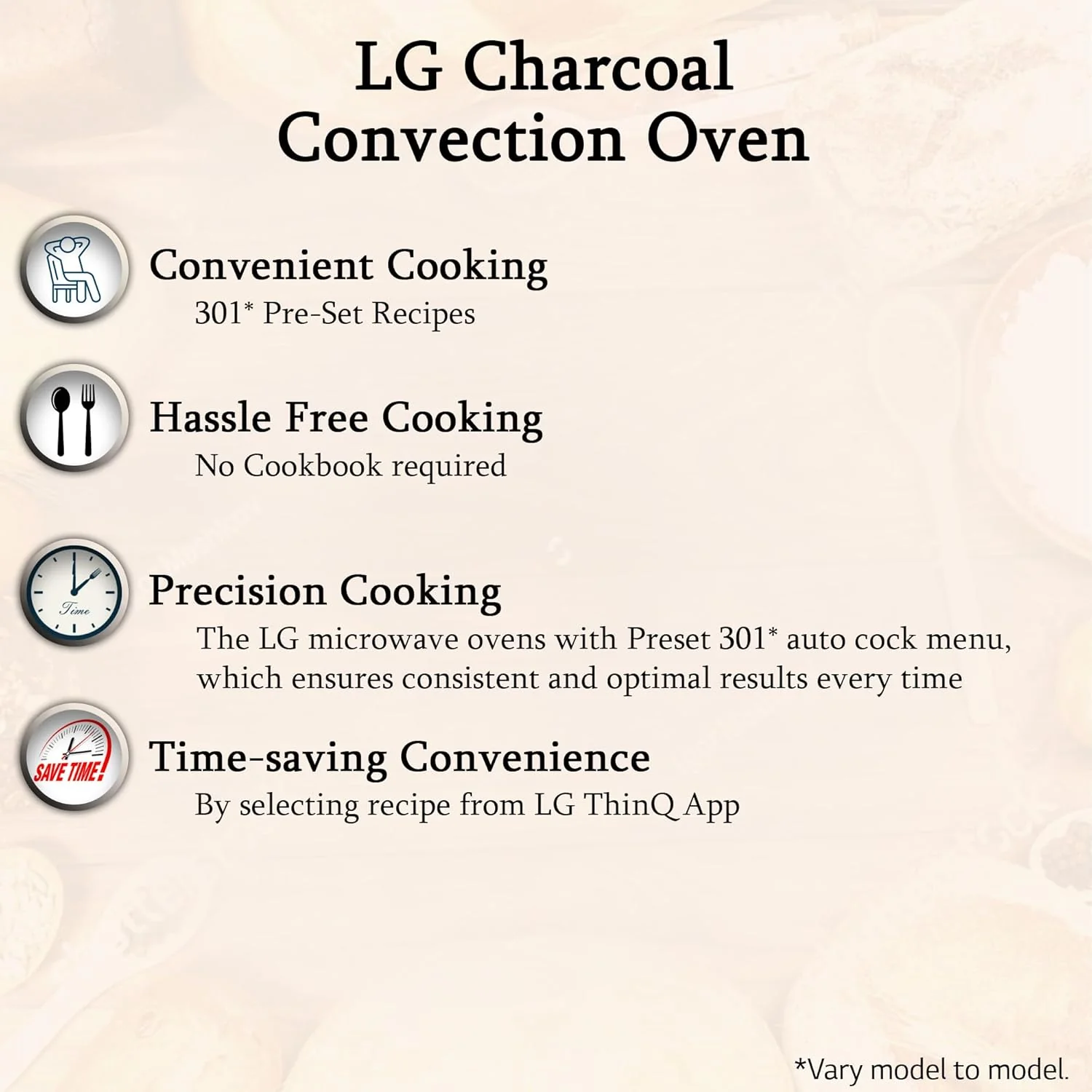 LG 28L Charcoal Convection Microwave Oven (MJEN286UI, Black, Healthy Heart Recipes, Diet Fry, Paneer, Curd, Ghee, 360° Motorised Rotisserie for Bar-be-queing &amp; 10 Years of warranty on Charcoal Heater) - Image 6
