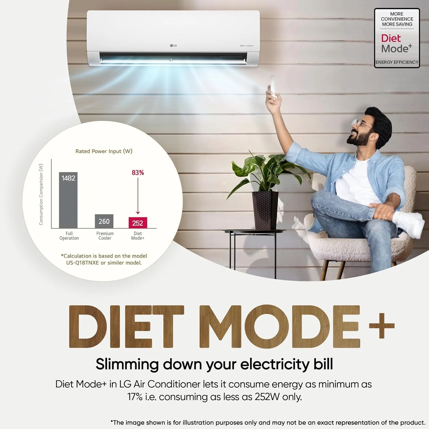 LG 3 Star (2.0) Split AC with AI Convertible 6-in-1 Cooling with Anti Virus Protection,Diet+, Silver Deco, 2025 Model (US-Q24SNXE) White - Image 3