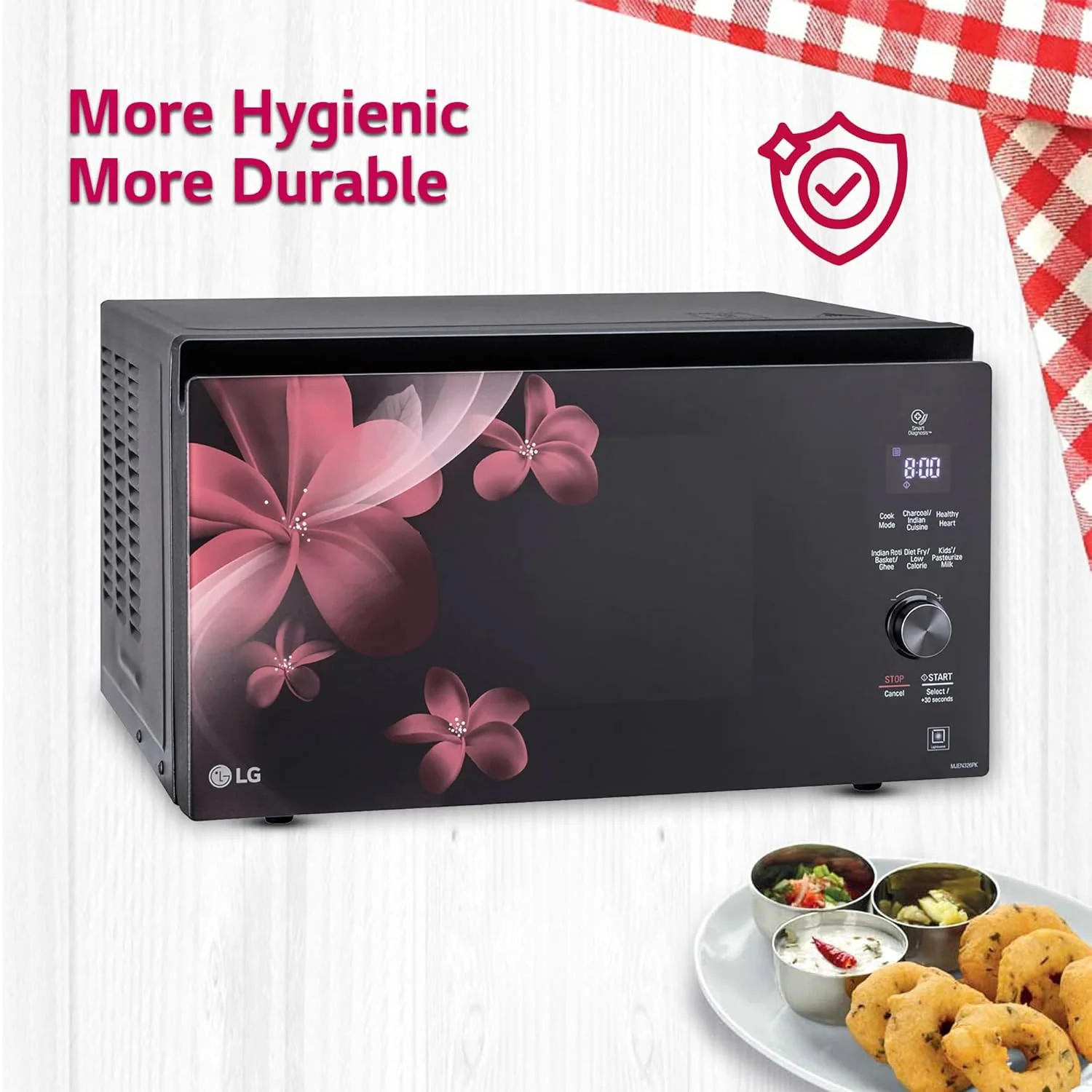 LG 32 L Charcoal Convection Microwave Oven (MJEN326PK, Black, Charcoal Lighting Heater with 10 Yr. Warranty and 360° Motorised Rotisserie) - Image 2