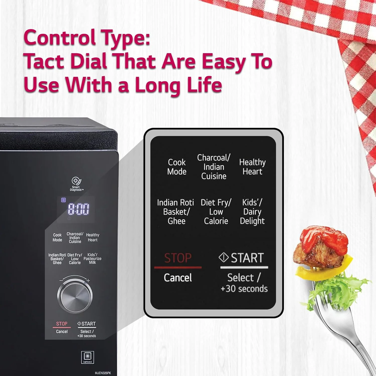 LG 32 L Charcoal Convection Microwave Oven (MJEN326PK, Black, Charcoal Lighting Heater with 10 Yr. Warranty and 360° Motorised Rotisserie) - Image 6