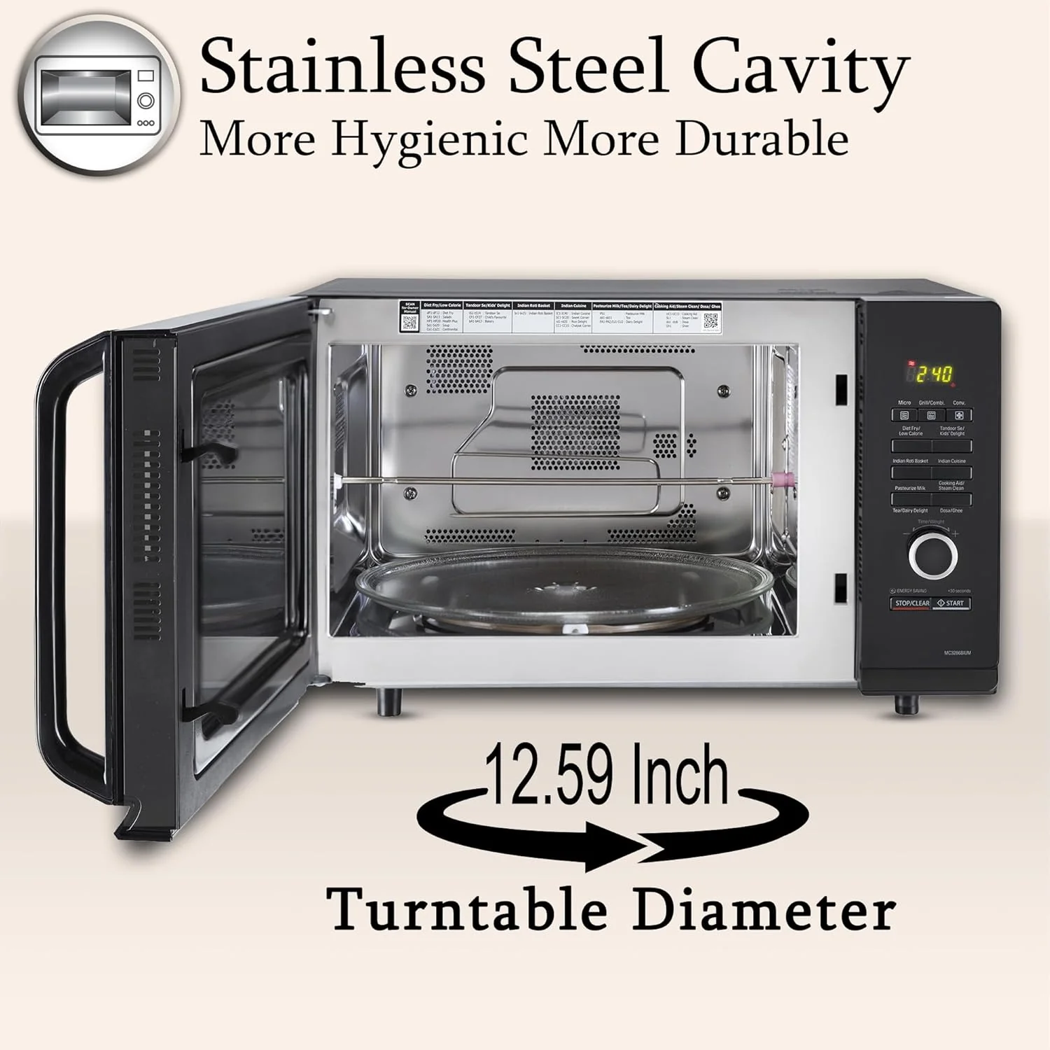 LG 32 L Convection Microwave Oven (MC3286BIUM, Black, Diet Fry, 360° Motorised Rotisserie) - 2023 Model - Image 3