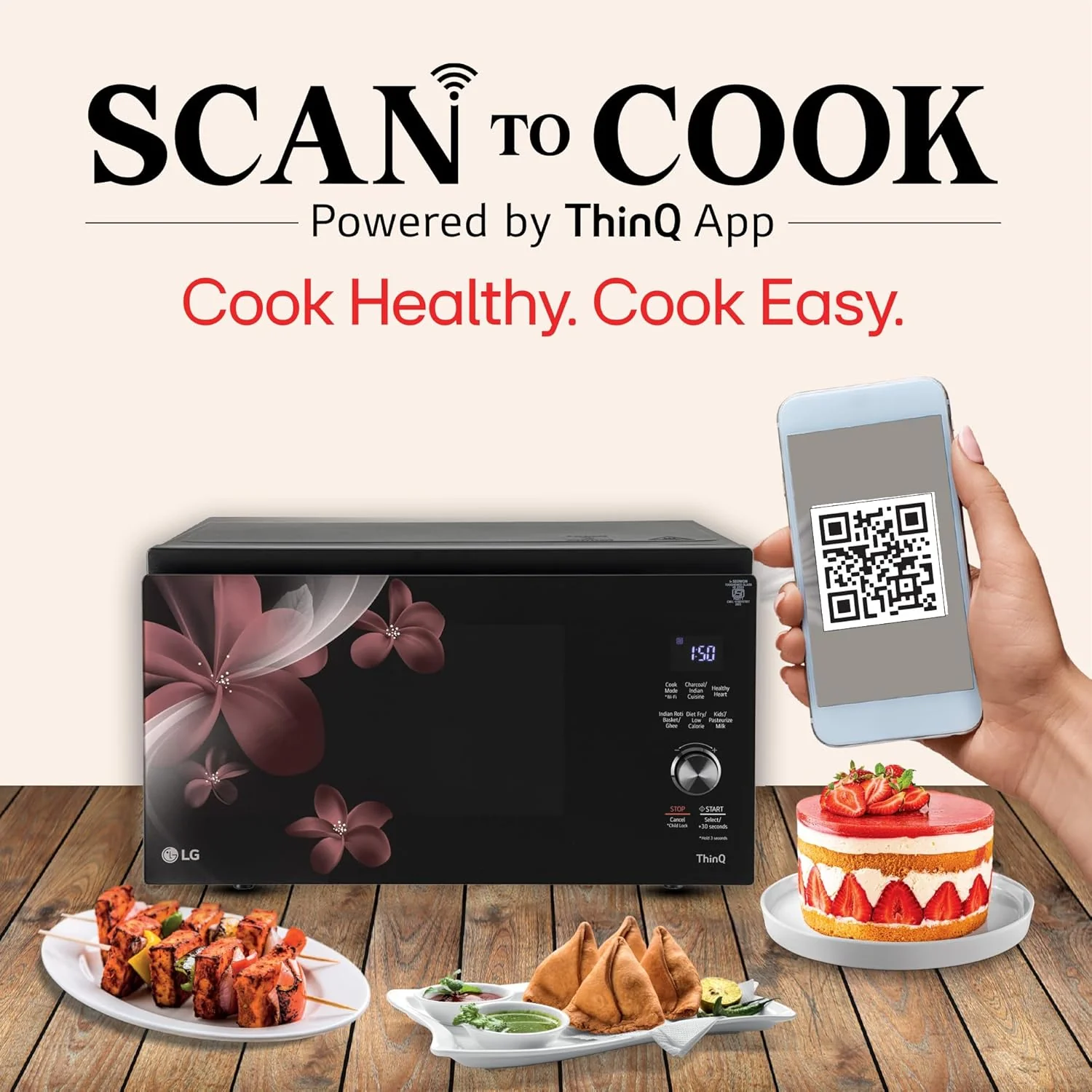 LG 32 L Scan to Cook Wi-Fi Enabled Charcoal Convection Healthy Microwave Oven (MJEN326PKW, Black, Heart Friendly, Pasteurized Milk, Ghee, Diet Fry &amp; 360° Motorised Rotisserie for Bar-be-queing) - Image 7