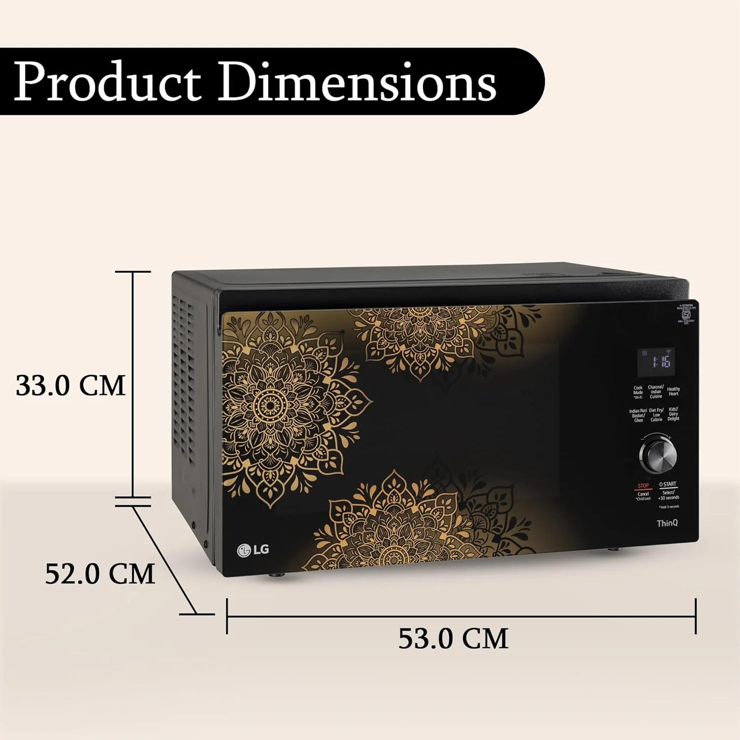 LG 32 L Scan to Cook Wi-Fi Enabled Charcoal Convection Healthy Microwave Oven (MJEN326UIW, Black - Regal Pattern, Heart Friendly Recipes, Pasteurized Milk, Ghee, Diet Fry &amp; 360° Motorised Rotisserie) - Image 3