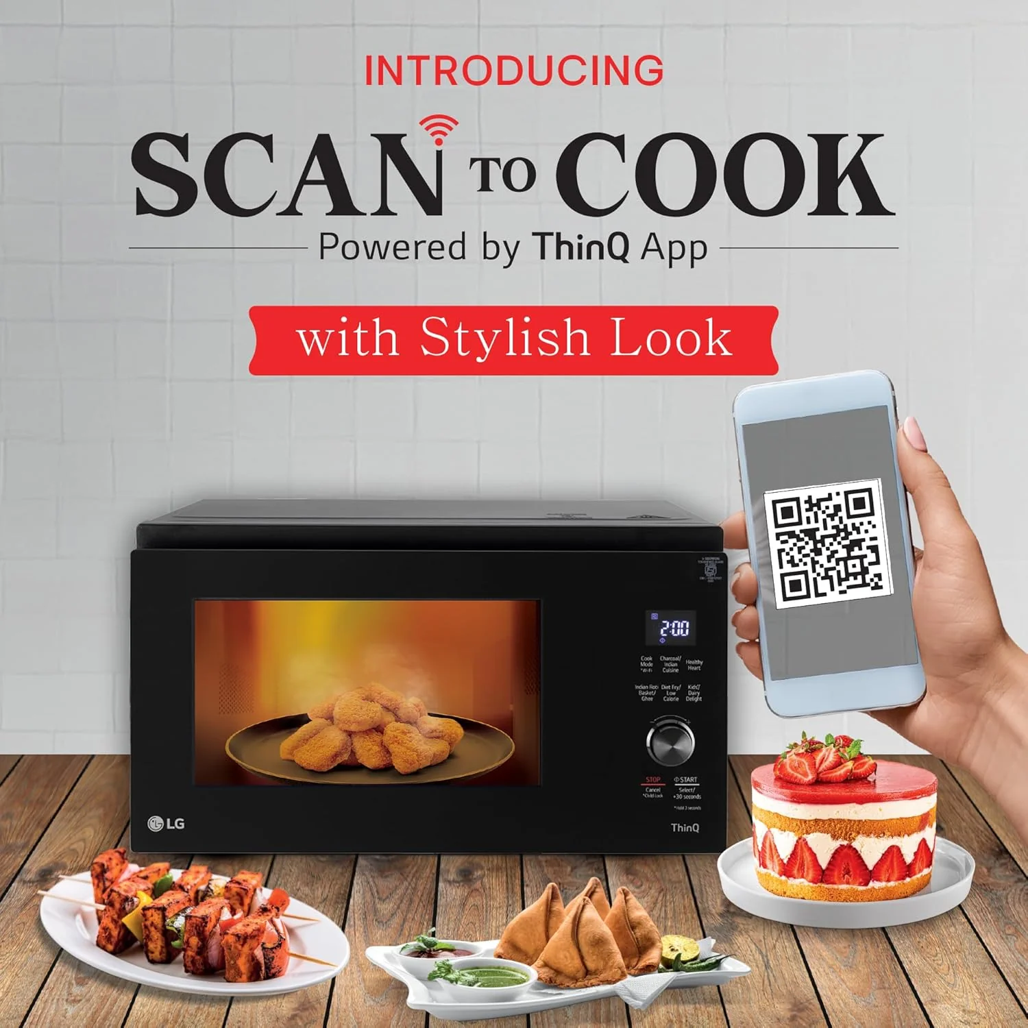 LG 32 L Scan to Cook Wi-Fi Enabled Charcoal Convection Healthy Microwave Oven (MJEN326ULW, Motorised Rotisserie for Bar-be-queing at home, Diet Fry &amp; 10 Year Warranty on Charcoal Heater, Black) - Image 10