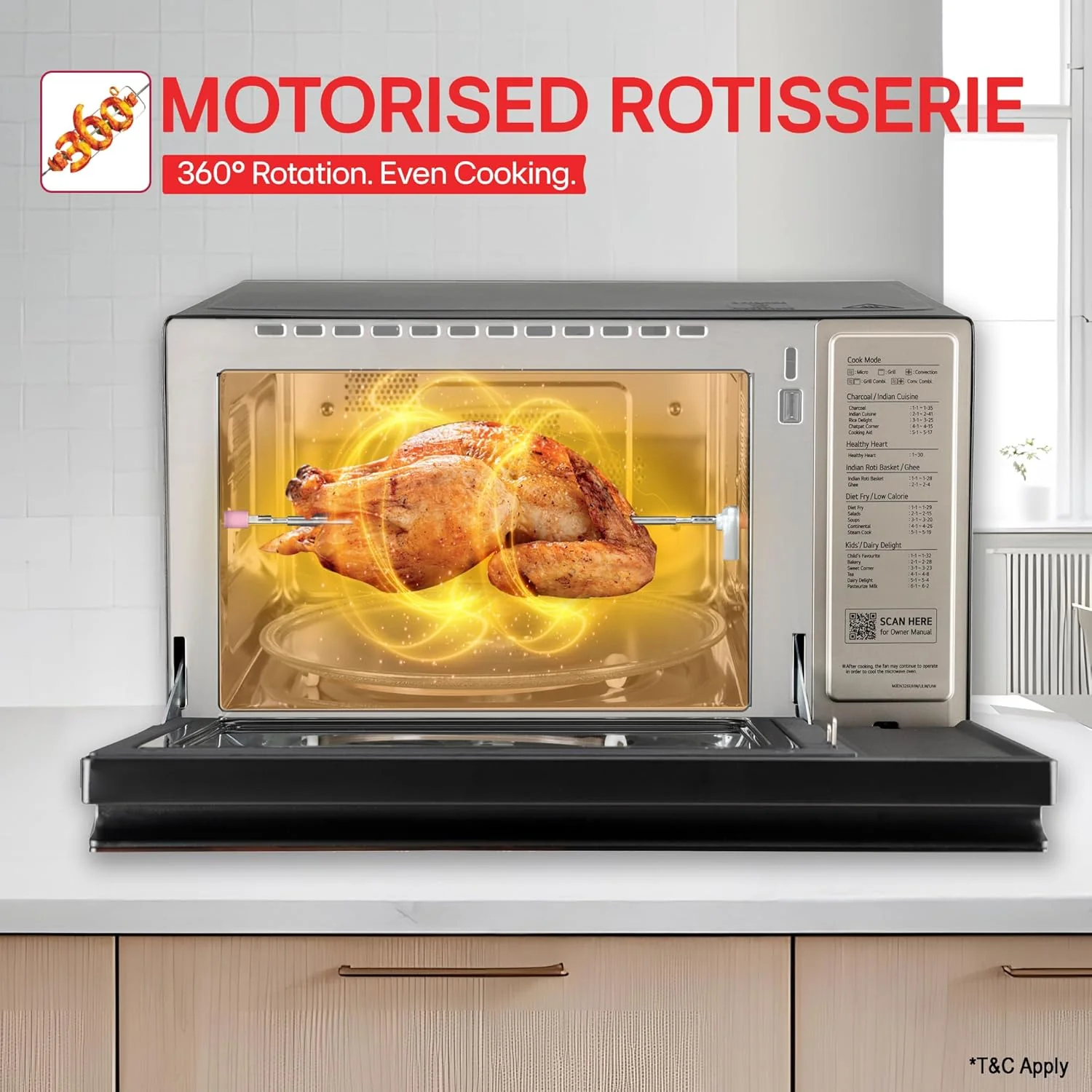 LG 32 L Scan to Cook Wi-Fi Enabled Charcoal Convection Healthy Microwave Oven (MJEN326ULW, Motorised Rotisserie for Bar-be-queing at home, Diet Fry &amp; 10 Year Warranty on Charcoal Heater, Black) - Image 9