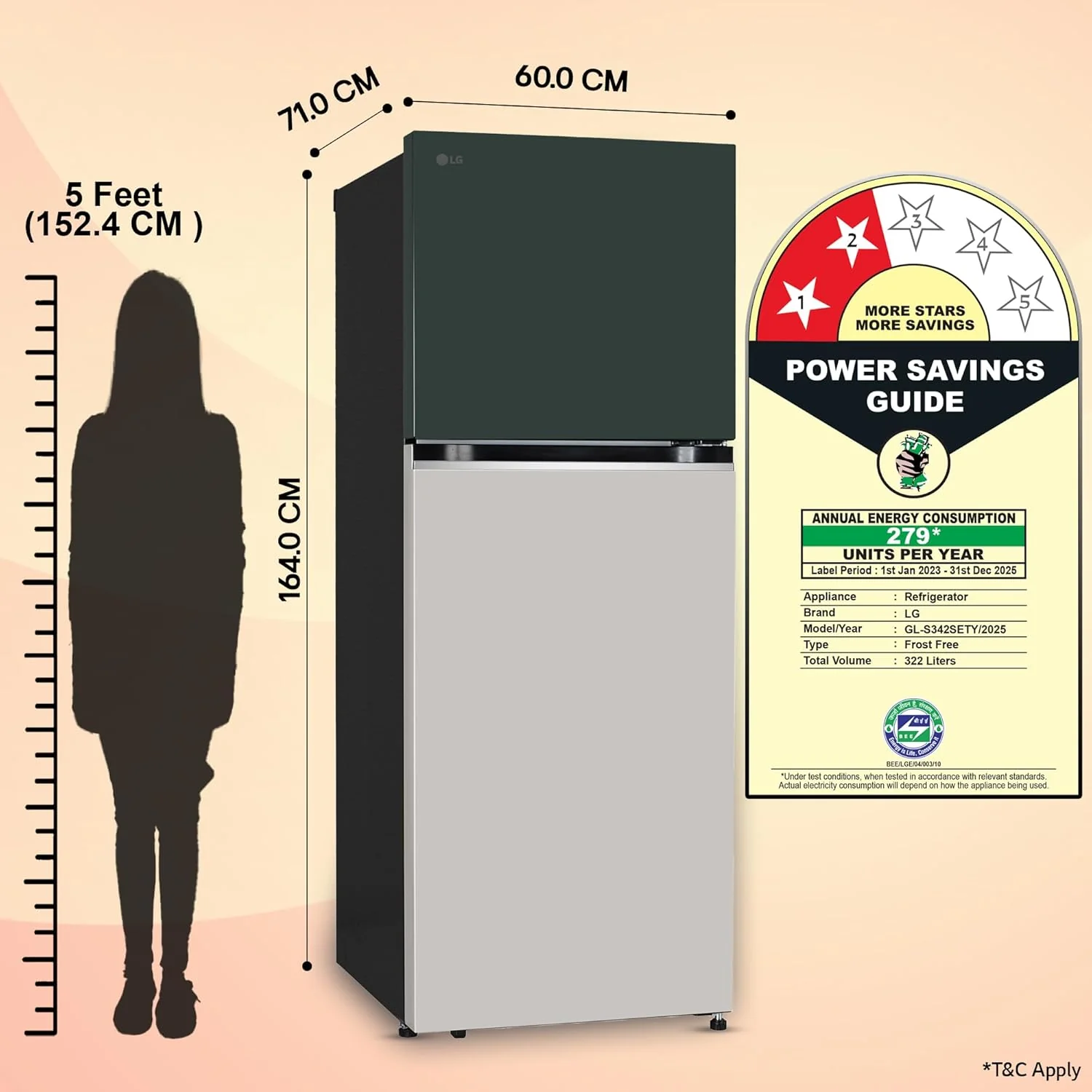 LG 322 L, 2 Star, Convertible, Smart Inverter Compressor, Frost Free Double Door Refrigerator (GL-S342SETY, Emerald Tango, Express Freeze, Auto Smart Connect) - Image 19