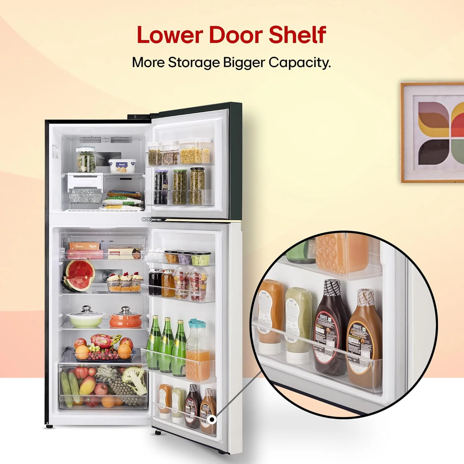 LG 322 L, 2 Star, Convertible, Smart Inverter Compressor, Frost Free Double Door Refrigerator (GL-S342SETY, Emerald Tango, Express Freeze, Auto Smart Connect) - Image 8