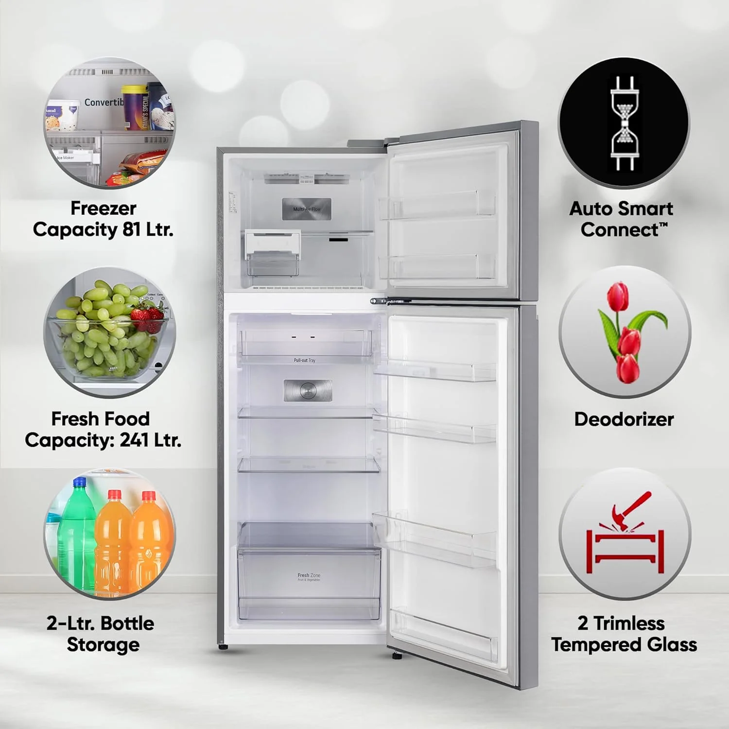 LG 322 L 2 Star Smart Inverter Frost-Free Double Door Refrigerator (GL-N342SDSY, Dazzle Steel, Express Freeze) - Image 14