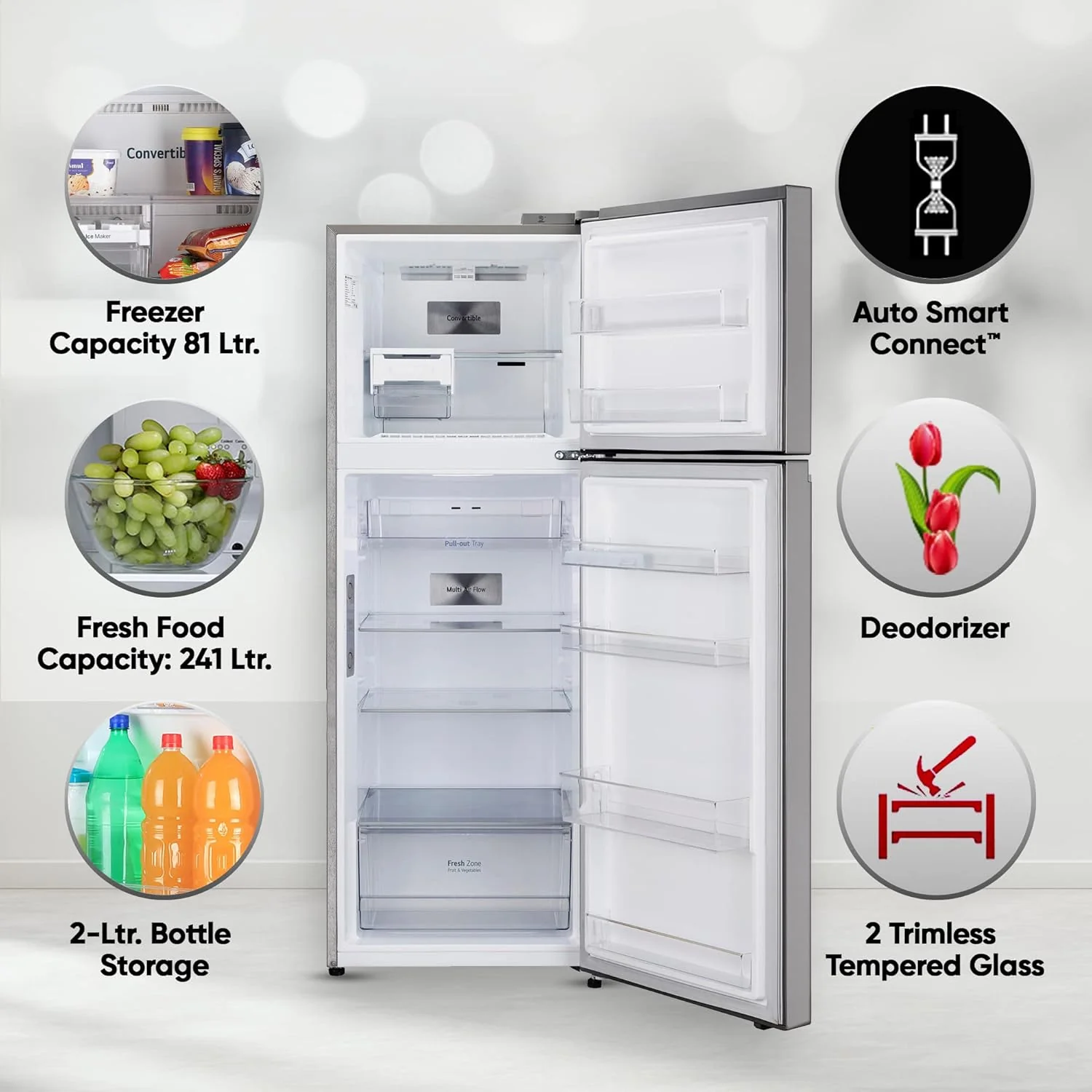 LG 322 L 3 Star Frost-Free Smart Inverter Wi-Fi Double Door Refrigerator Appliance (GL-T342TPZX, Shiny Steel, Convertible &amp; Door Cooling+) - Image 16