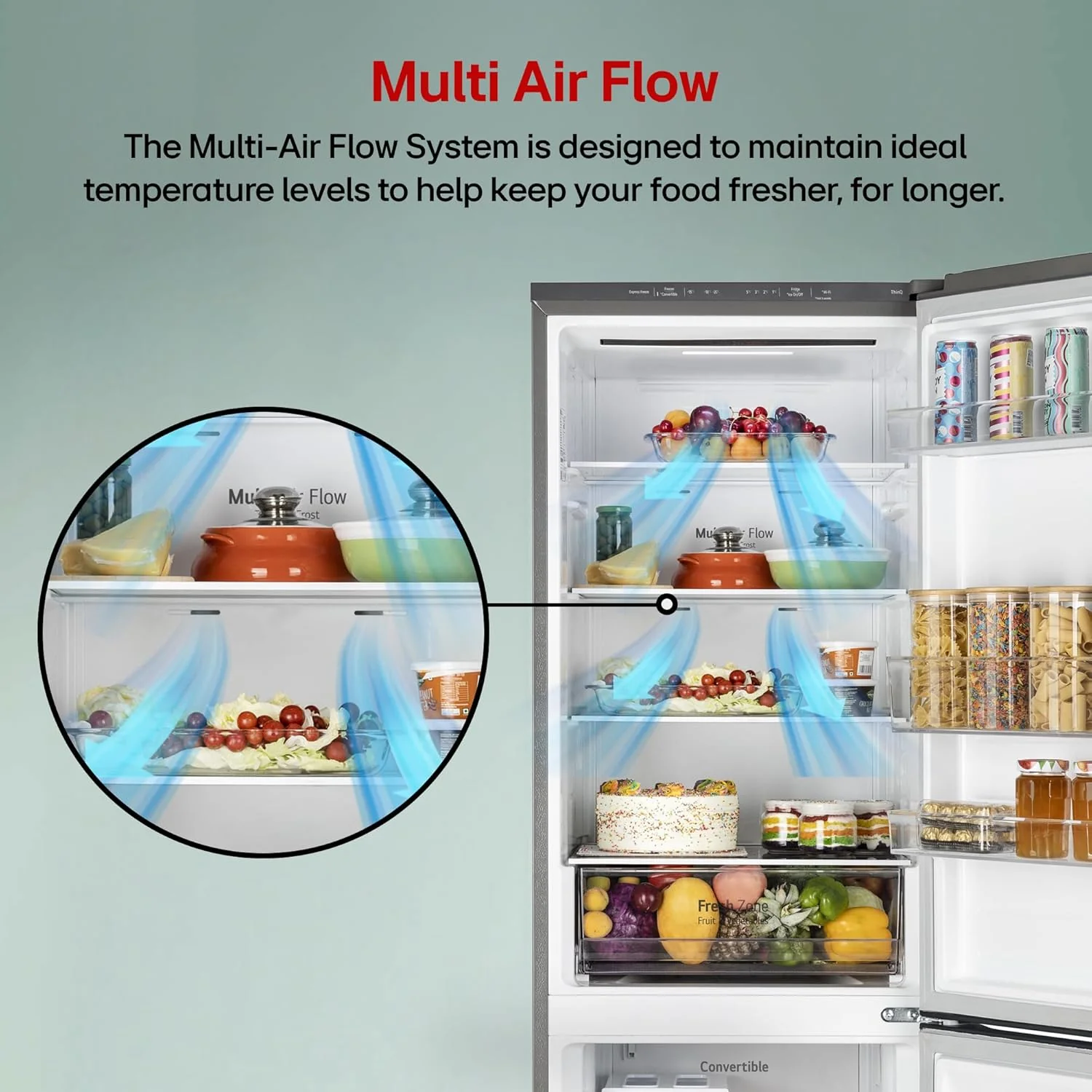 LG 340 L, 2 Star, Frost Free, Double Door, Smart Inverter Compressor, Bottom Freezer Refrigerator with DoorCooling+, AI ThinQ, Wi-Fi Convertible (GL-B382CDSY,Dazzle Steel, Express Freeze) - Image 2