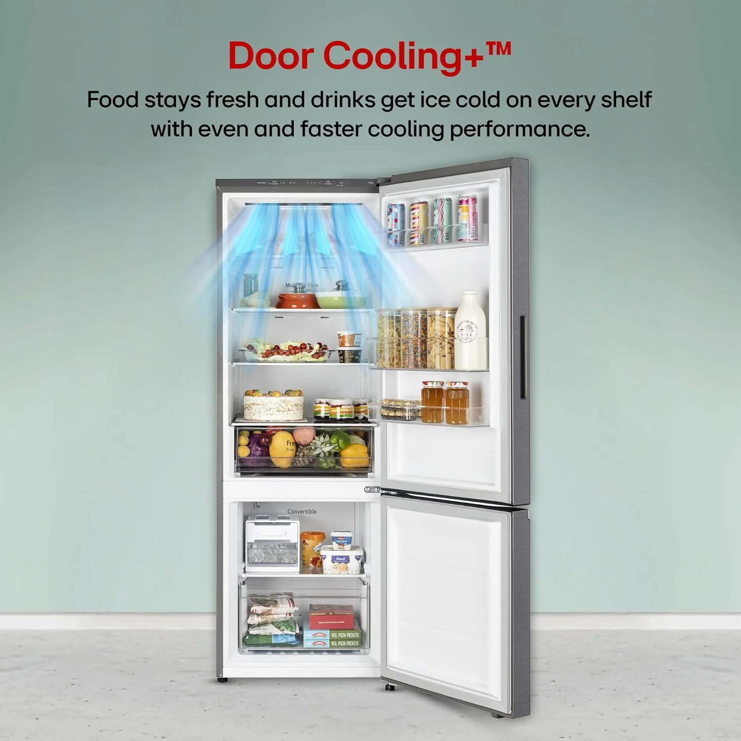 LG 340 L, 2 Star, Frost Free, Double Door, Smart Inverter Compressor, Bottom Freezer Refrigerator with DoorCooling+, AI ThinQ, Wi-Fi Convertible (GL-B382CDSY,Dazzle Steel, Express Freeze) - Image 4