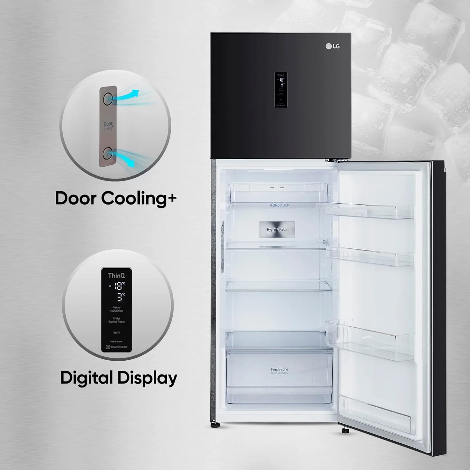 LG 343 L 3 Star Frost-Free Smart Inverter Compressor Wi-Fi Double Door Refrigerator Appliance (GL-T382TESX, Ebony Steel, Convertible With Door Cooling+, 2023 Model) - Image 11