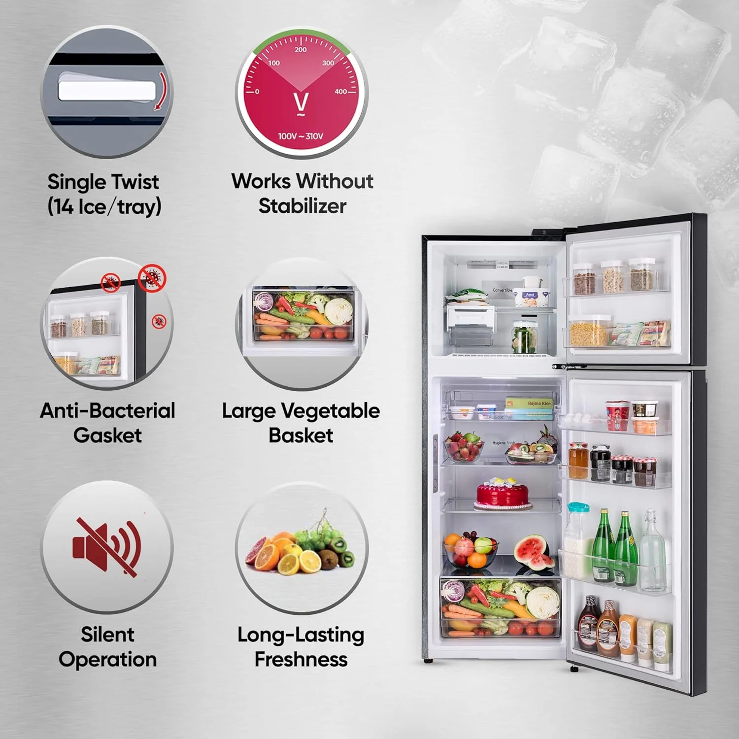 LG 343 L 3 Star Frost-Free Smart Inverter Compressor Wi-Fi Double Door Refrigerator Appliance (GL-T382TESX, Ebony Steel, Convertible With Door Cooling+, 2023 Model) - Image 12